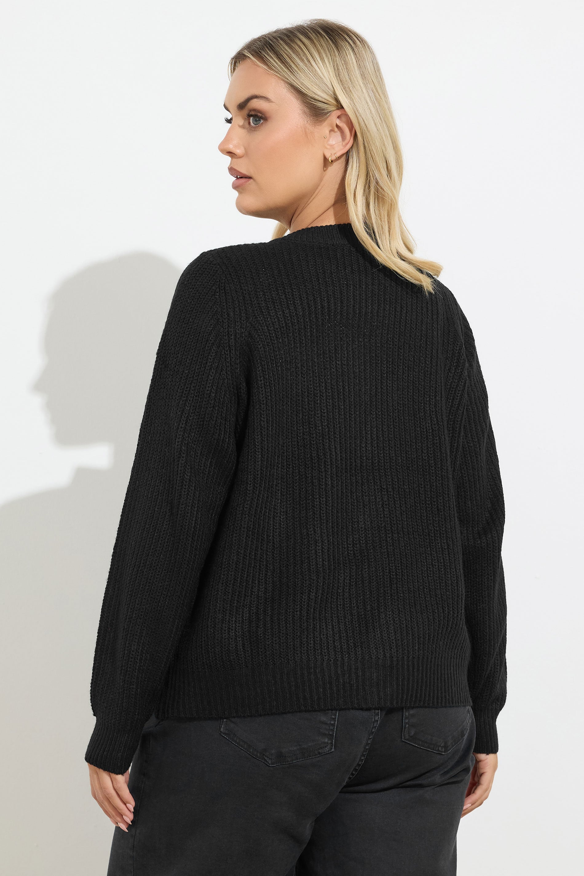 YOURS Plus Size Black Pearl Bow Front Through Cardigan 2