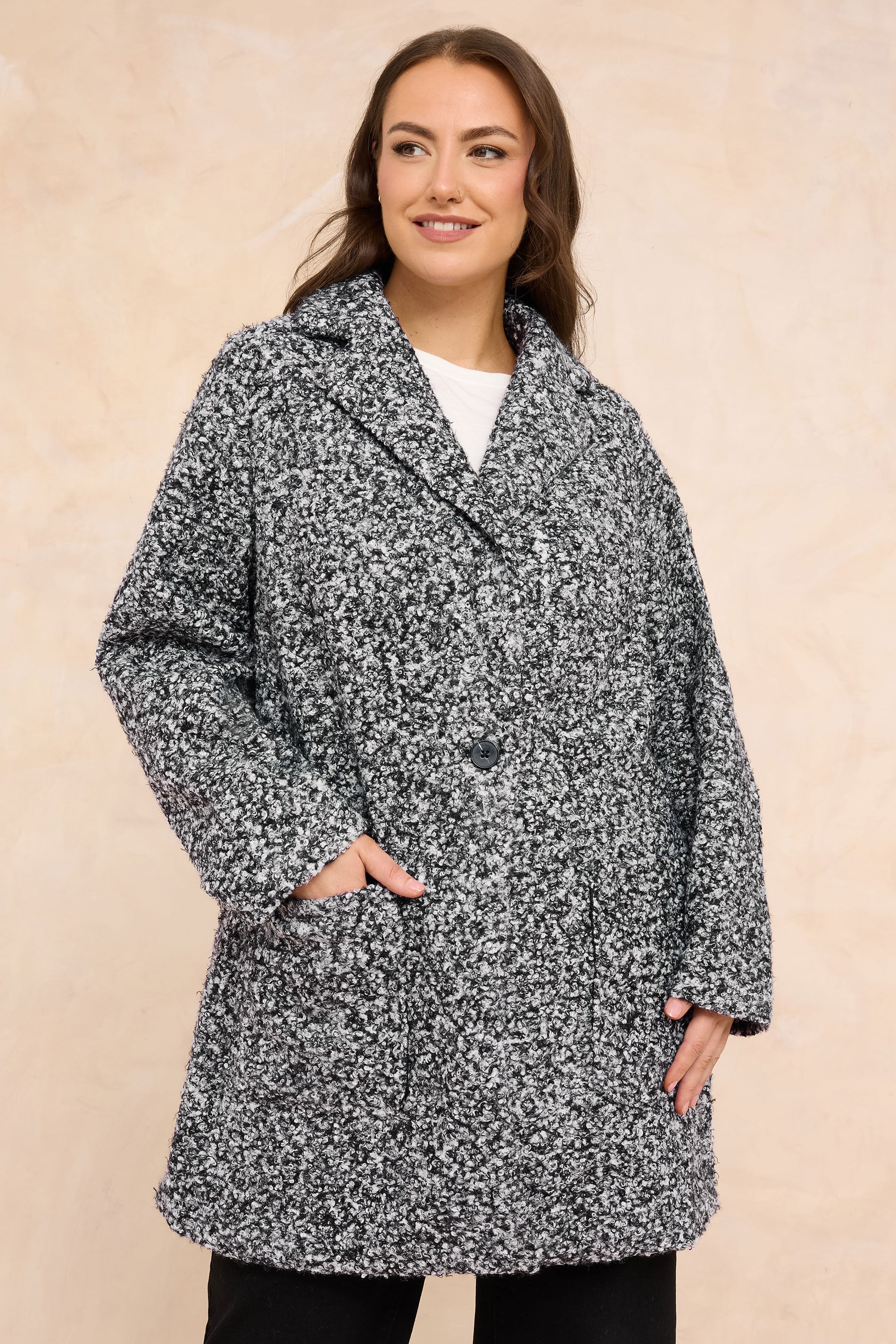 EVANS Plus Size Grey Boucle Formal Coat | Evans 1