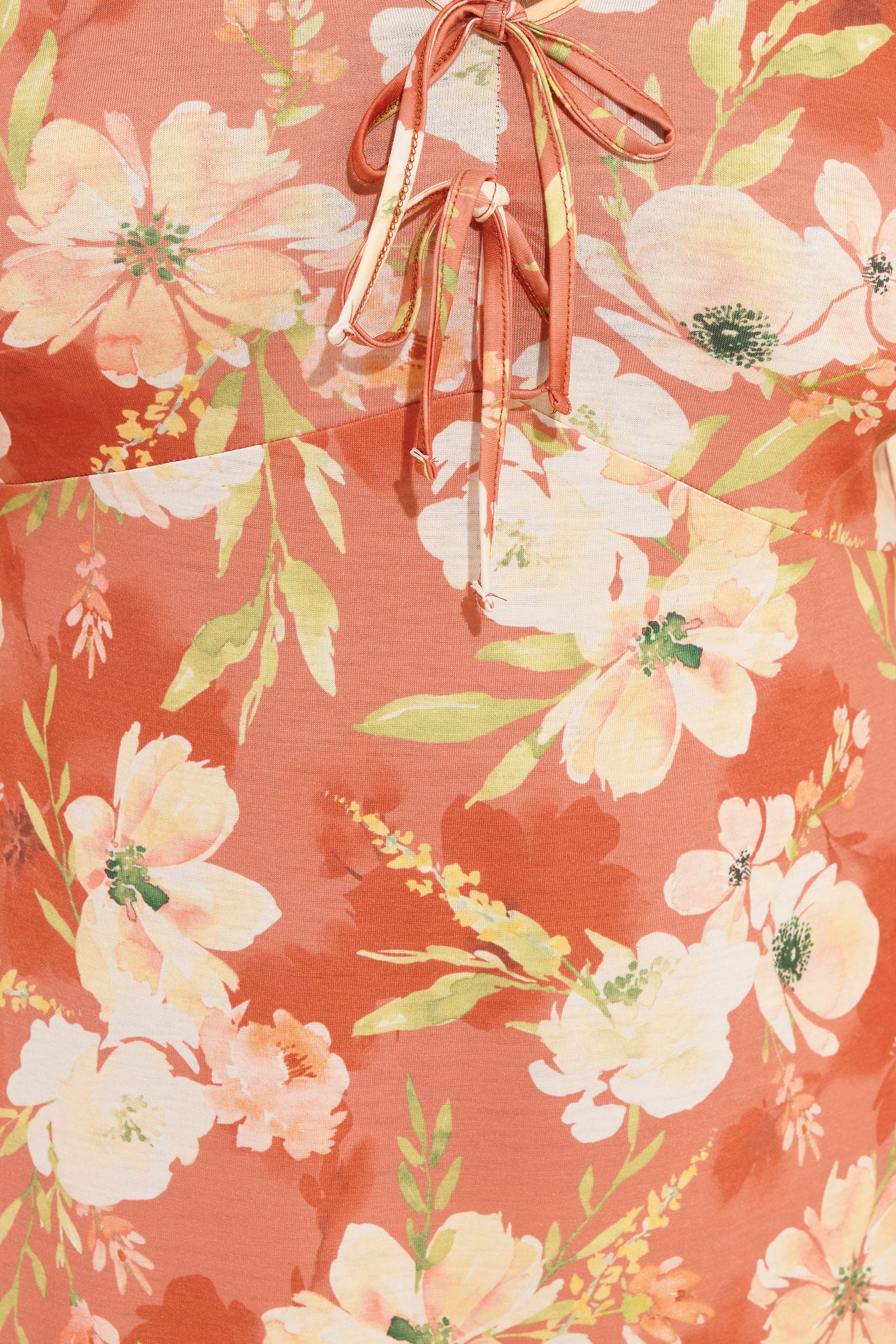 YOURS Plus Size Rust Brown Floral Bow Front Maxi Dress | Yours Clothing 4