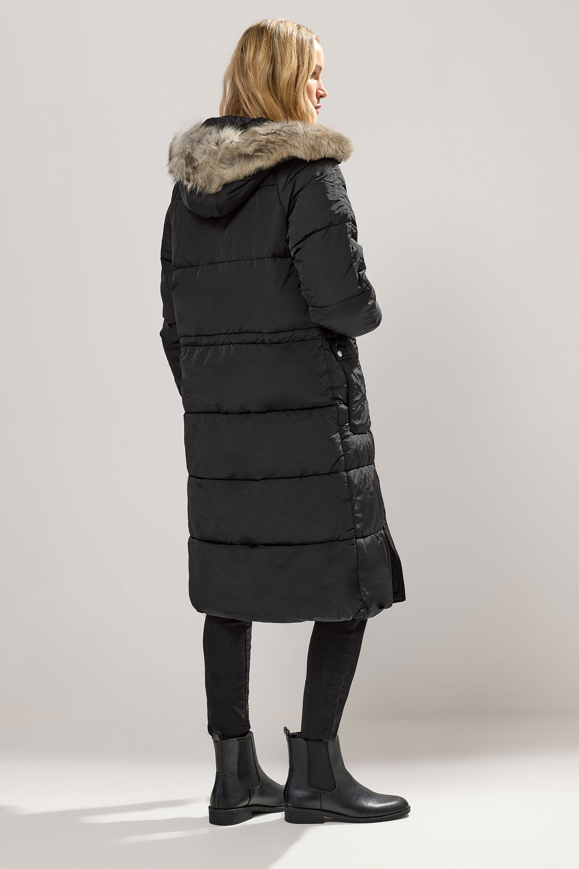 LTS Tall Black Padded Midi Coat | Long Tall Sally 2
