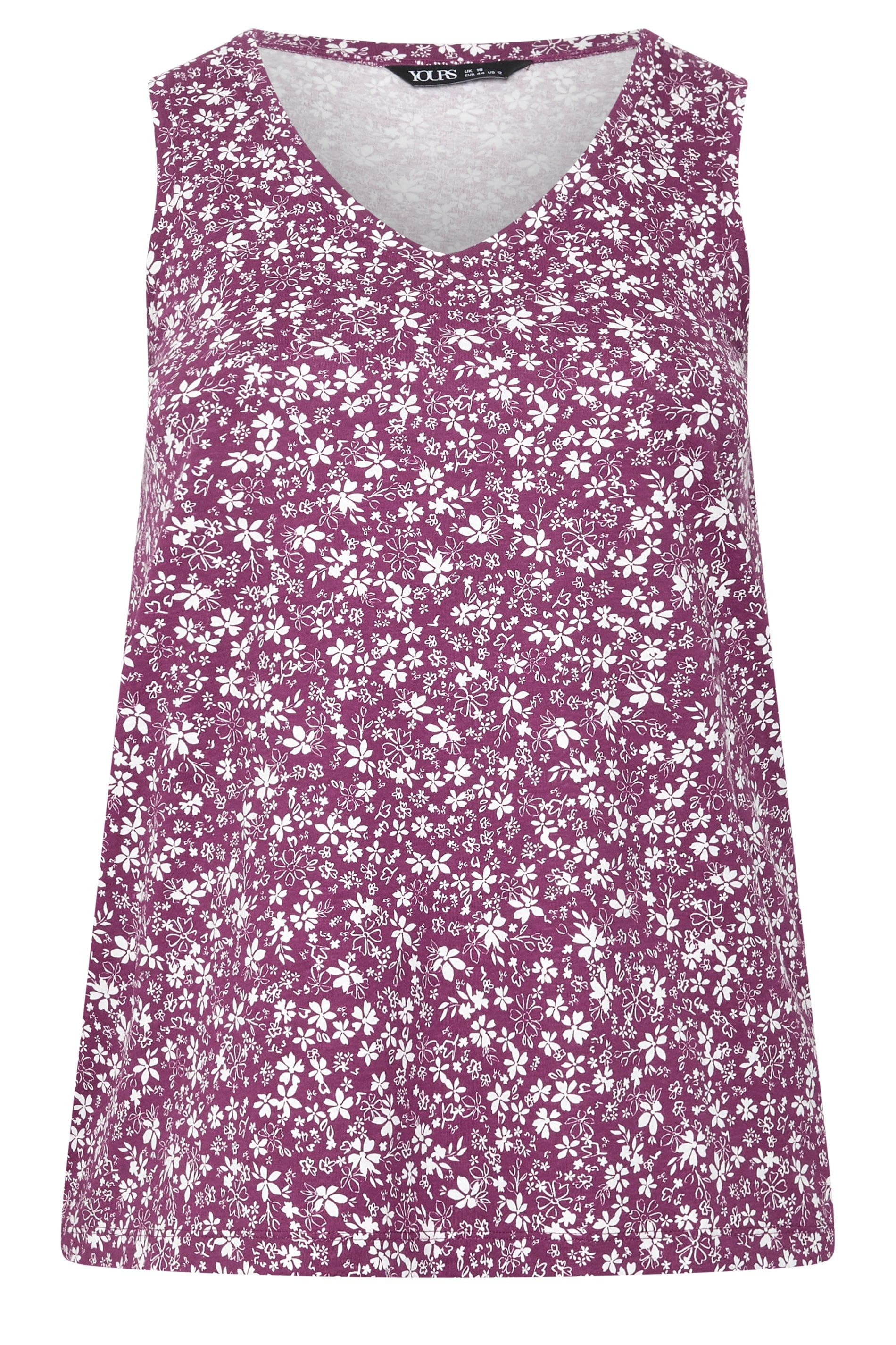 YOURS Plus Size Purple Floral Vest Top | Yours Clothing 1