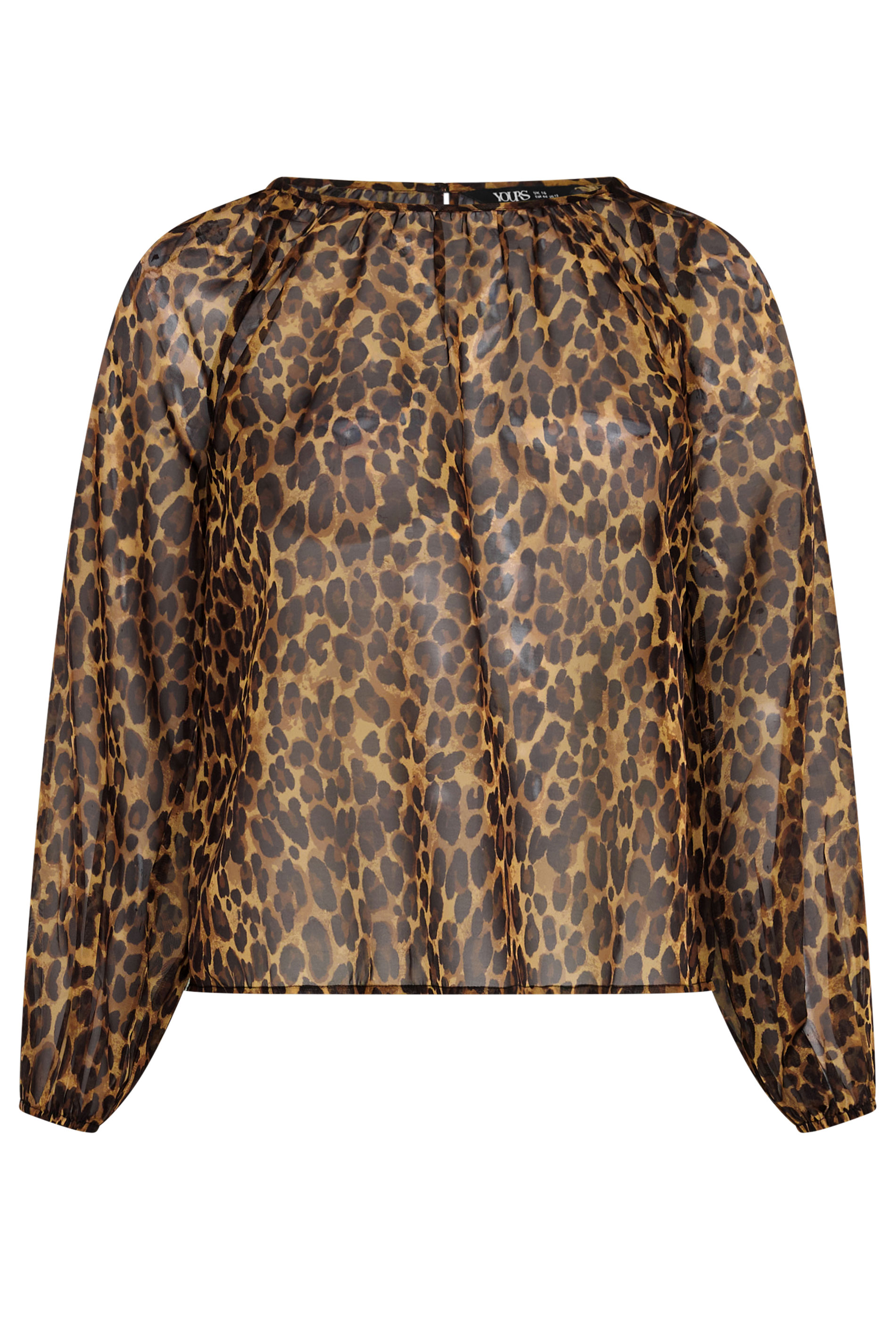 YOURS Plus Size Brown Leopard Chiffon Top | Yours Clothing 5