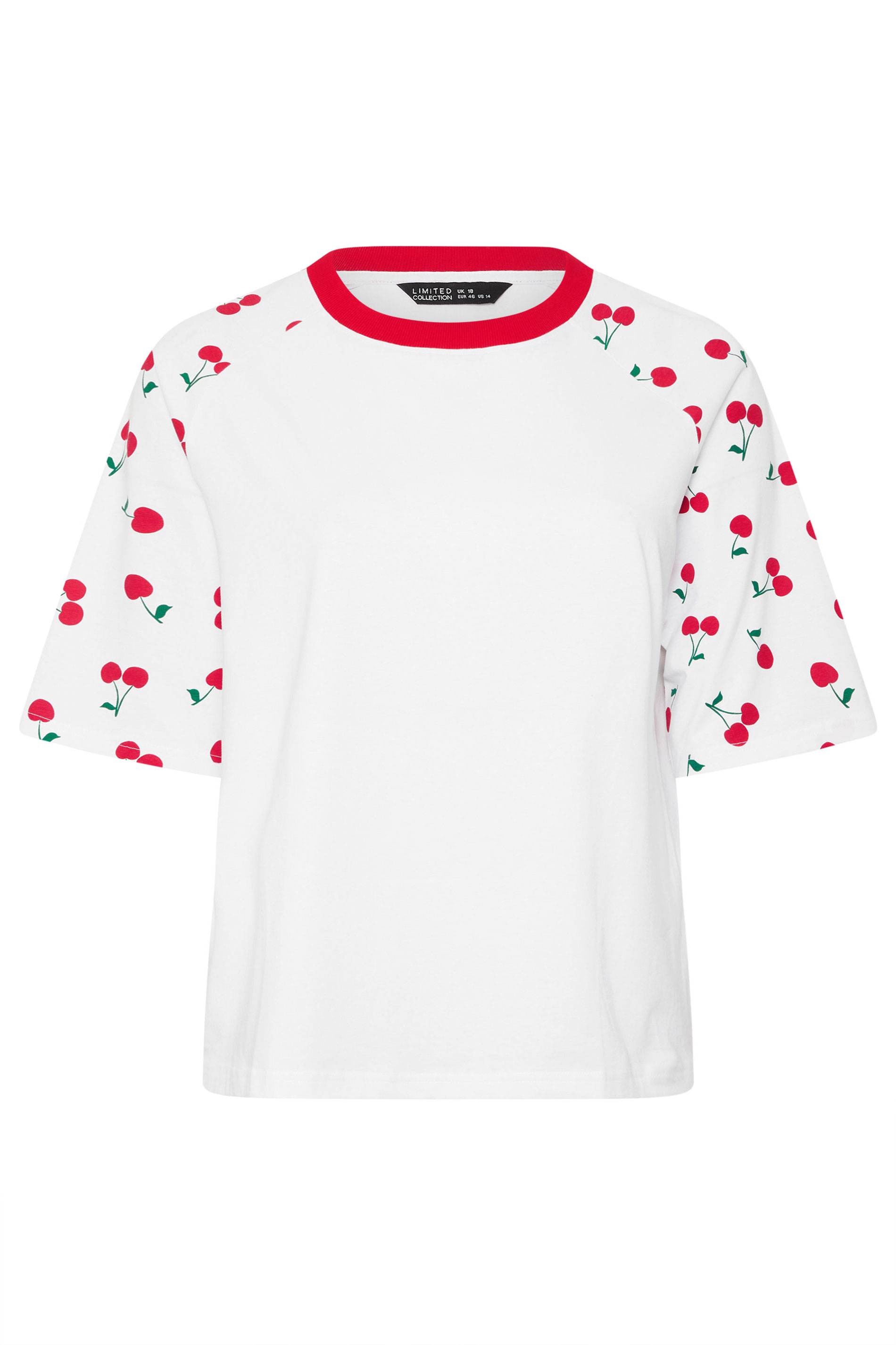 LIMITED COLLECTION Plus Size White Cherry Print T-Shirt | Yours Clothing 5