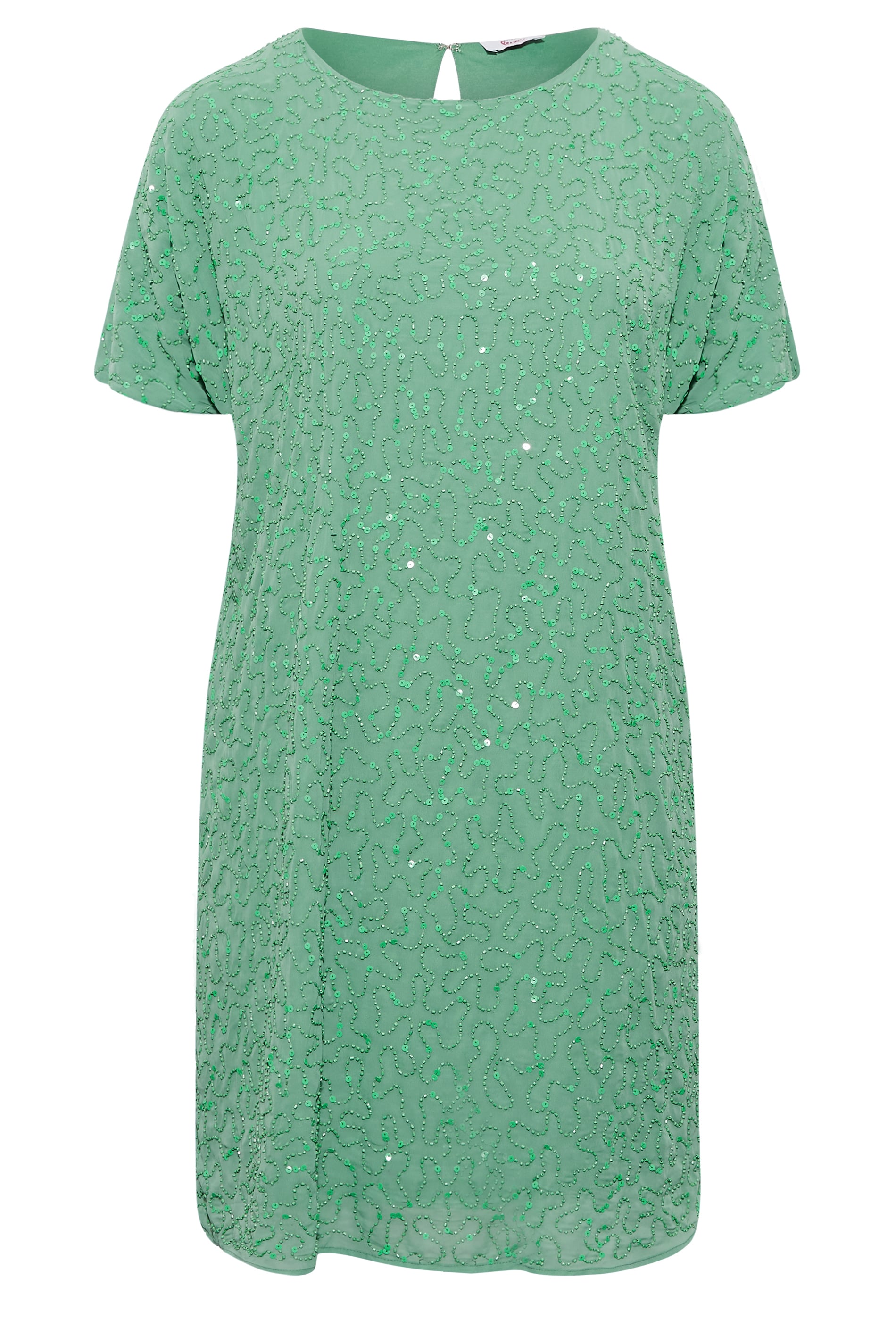 LUXE Plus Size Green Sequin Hand Embellished Cape Dress | Yours Clothing 7