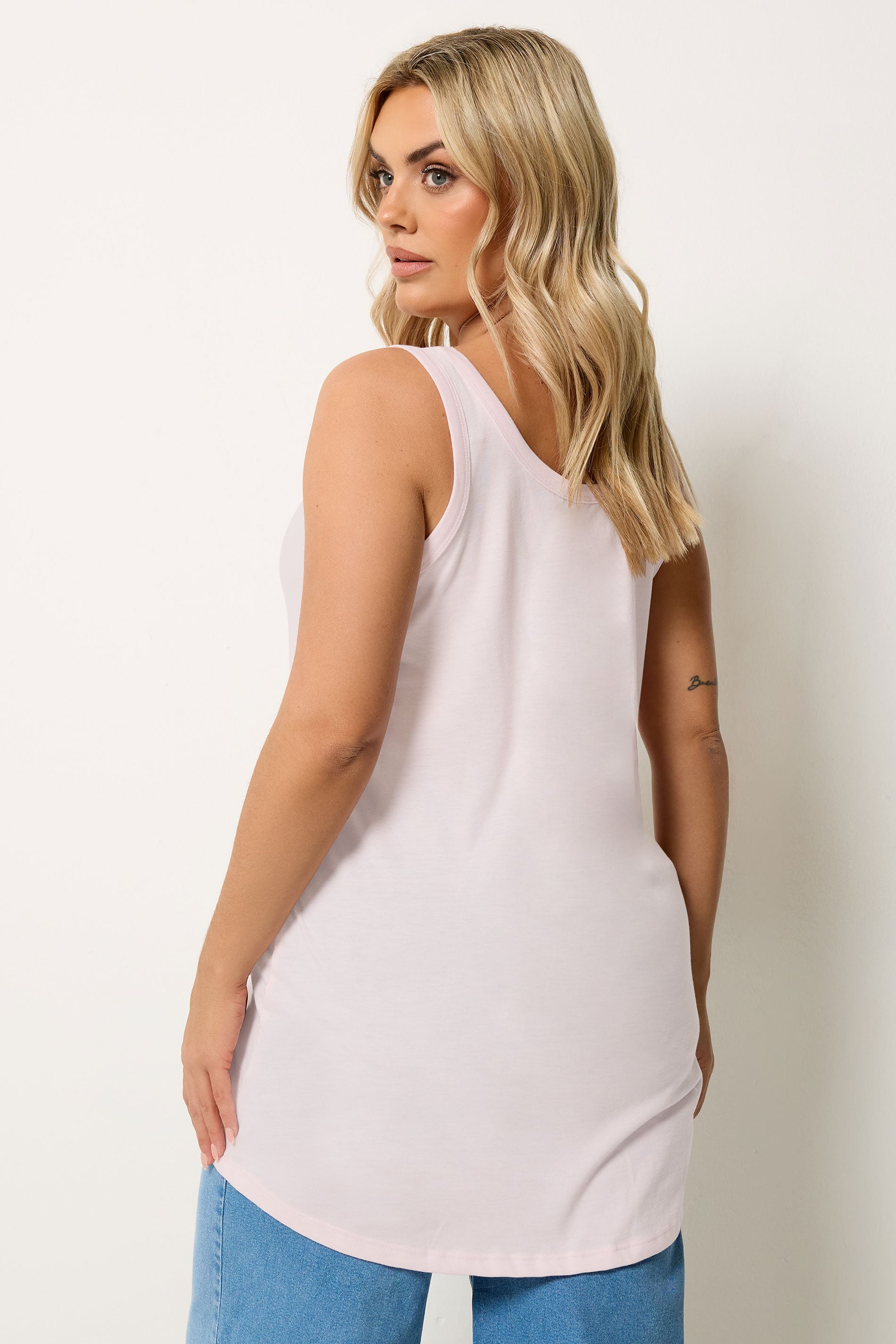 YOURS 2 PACK Plus Size Teal Blue & Pink Core Vest Tops | Yours Clothing 6