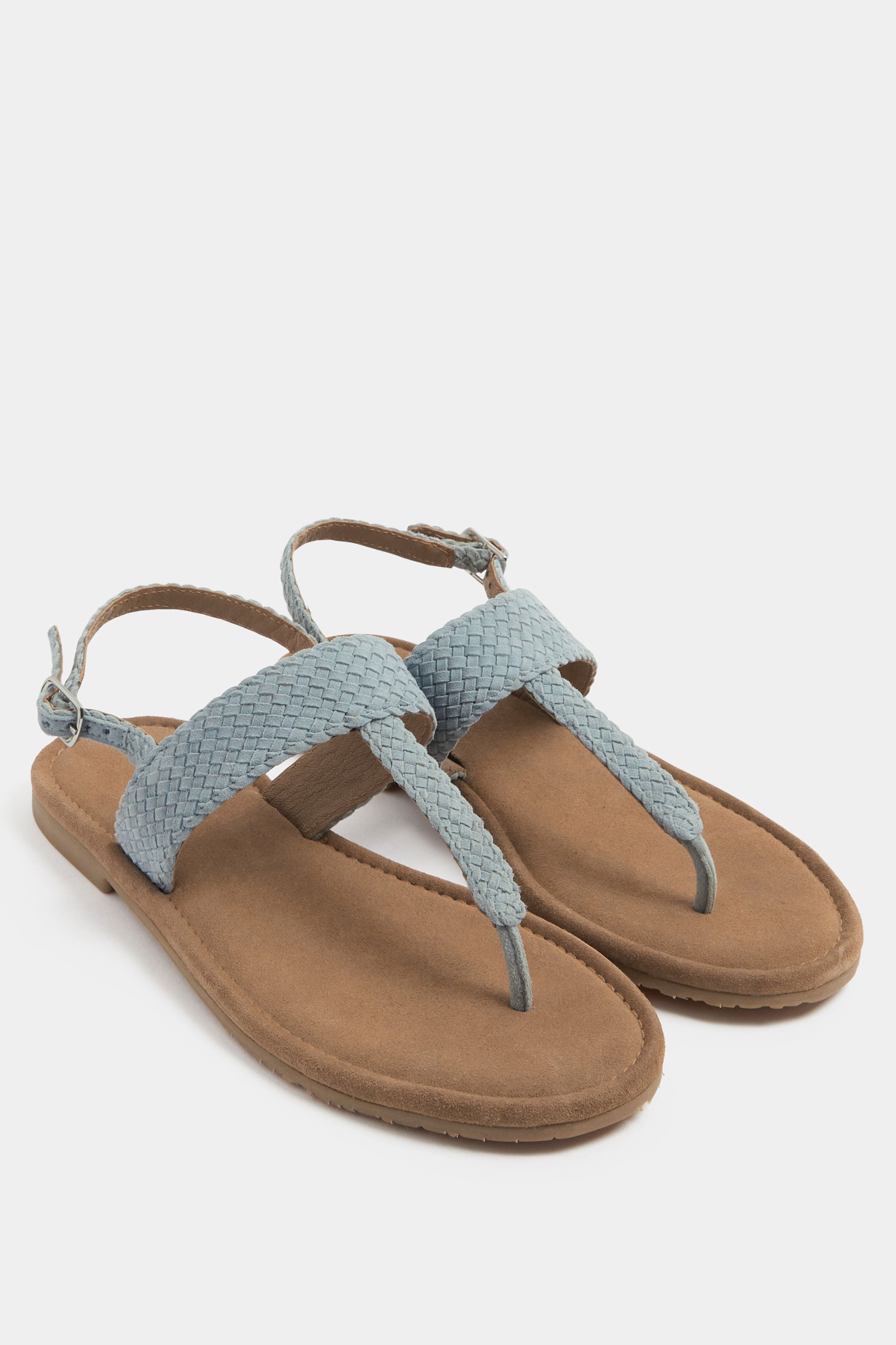 Blue Woven Toe Post Sandals In Extra EEE Wide Fit | Yours Clothing 3