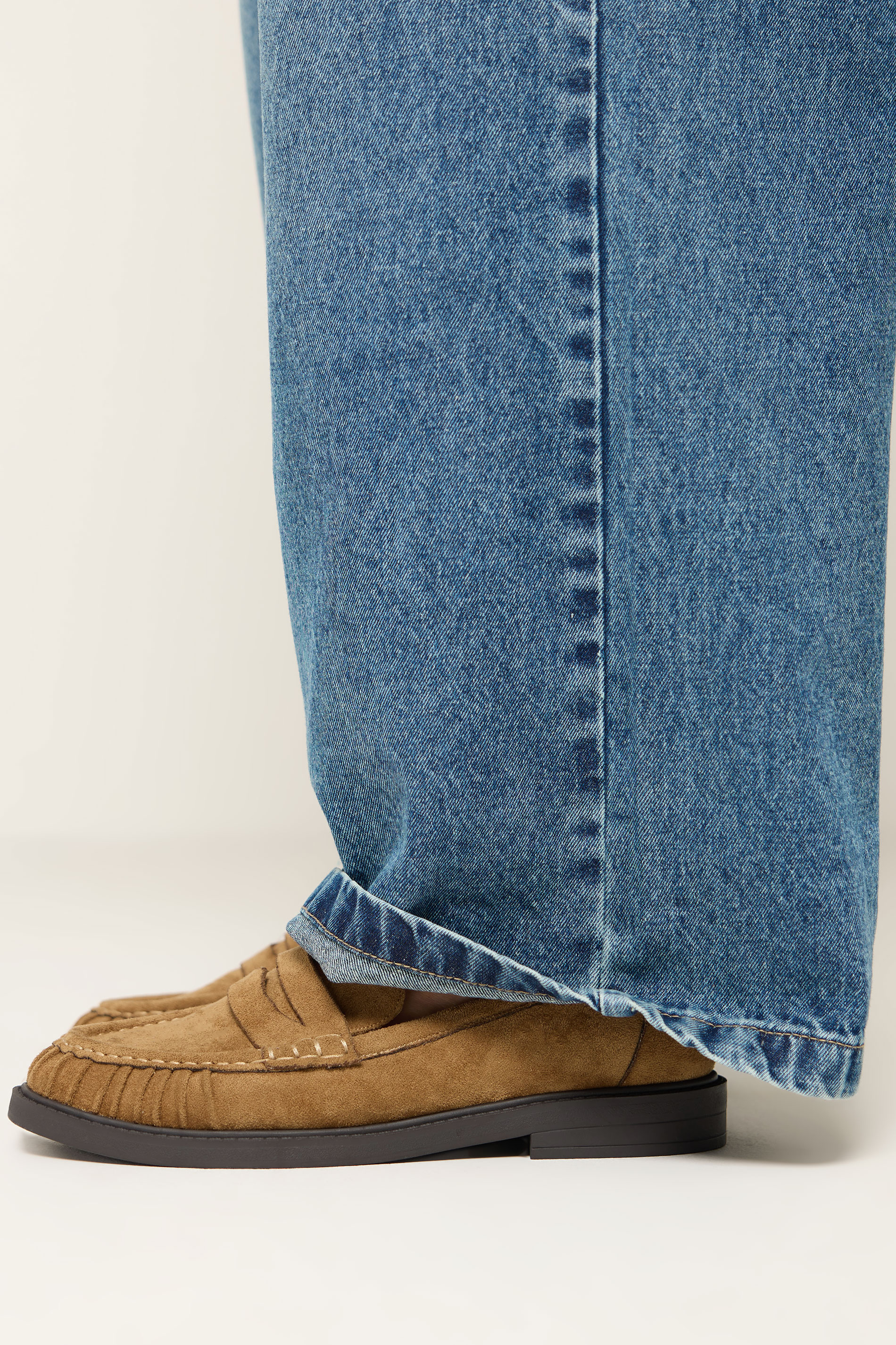 Tan Faux Suede Loafers In Wide EEE Fit | Yours Clothing 1