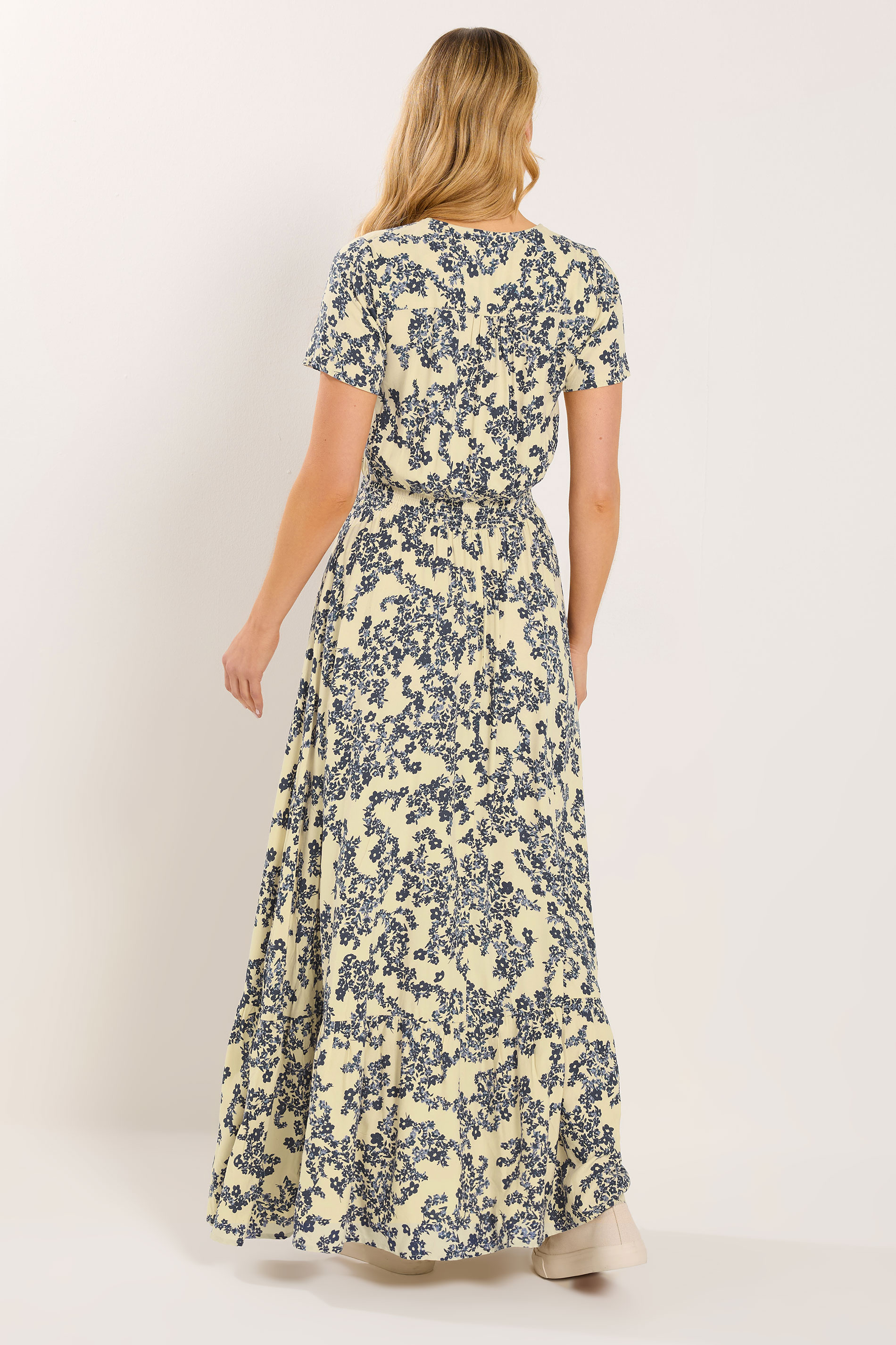 LTS Tall Women's Ivory White & Blue Ditsy Floral Button Maxi Dress | Long Tall Sally 4