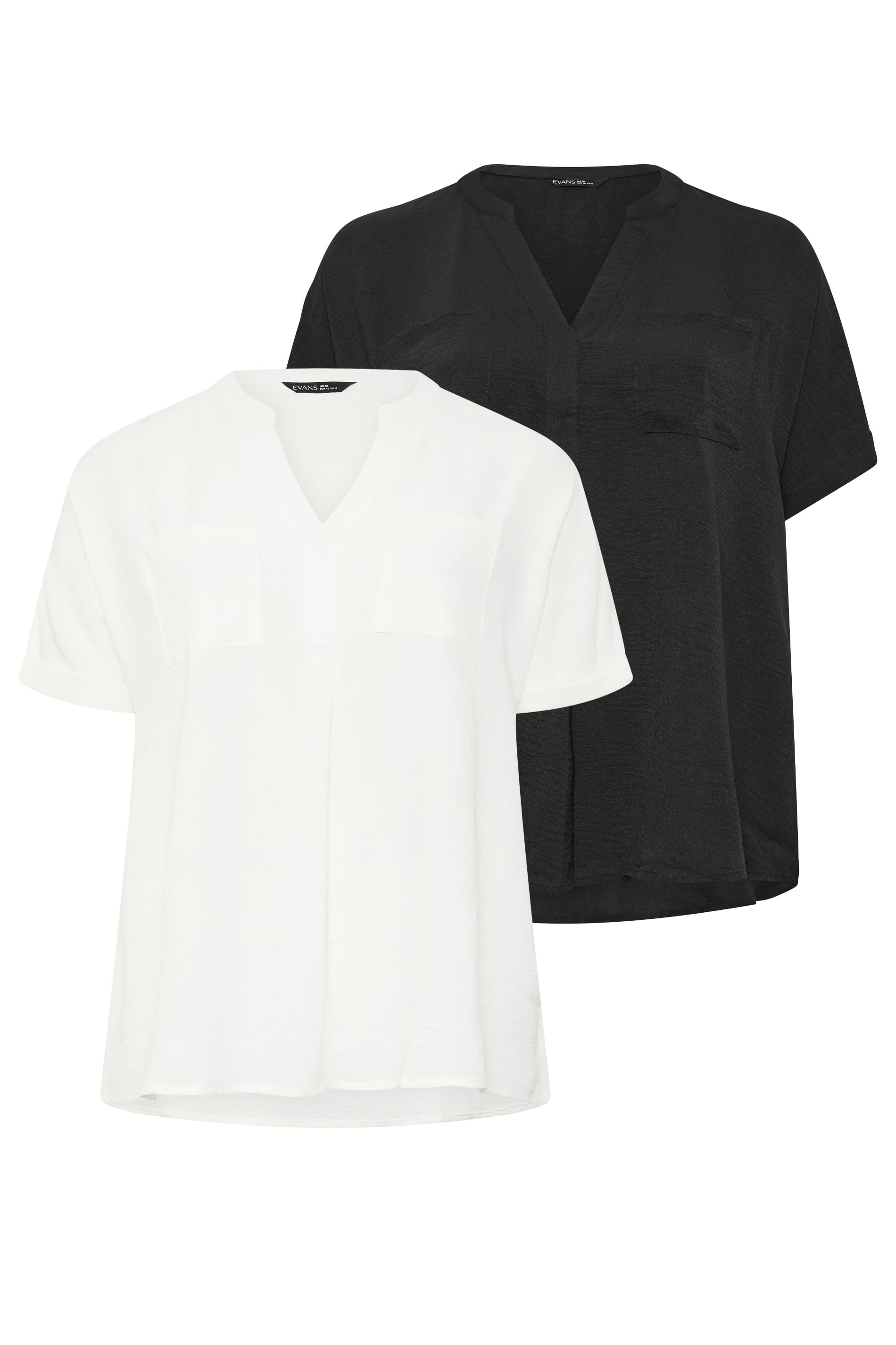 EVANS Plus Size 2 Pack Black And White Utility Shirts | Evans 3