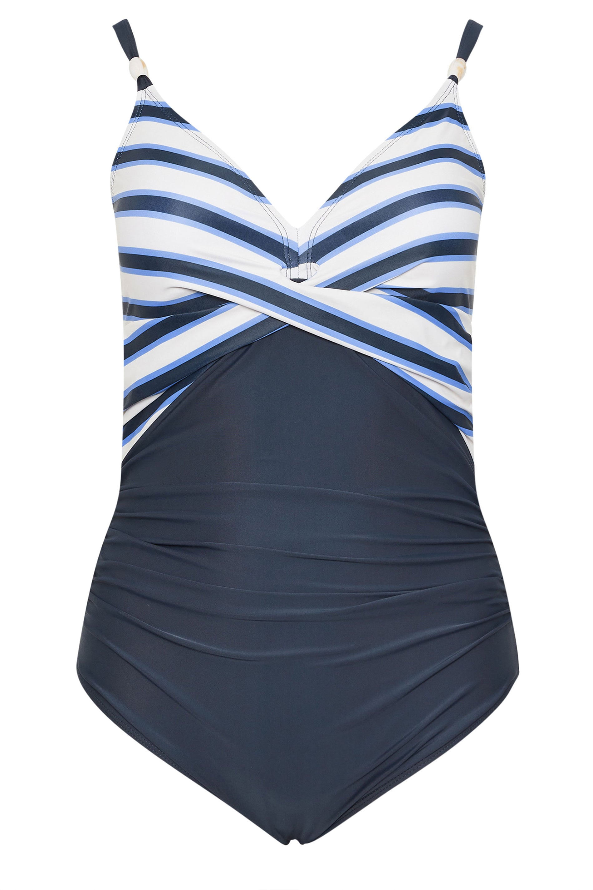 YOURS Plus Size Navy Blue Stripe Swimsuit | Yours Clothing 6