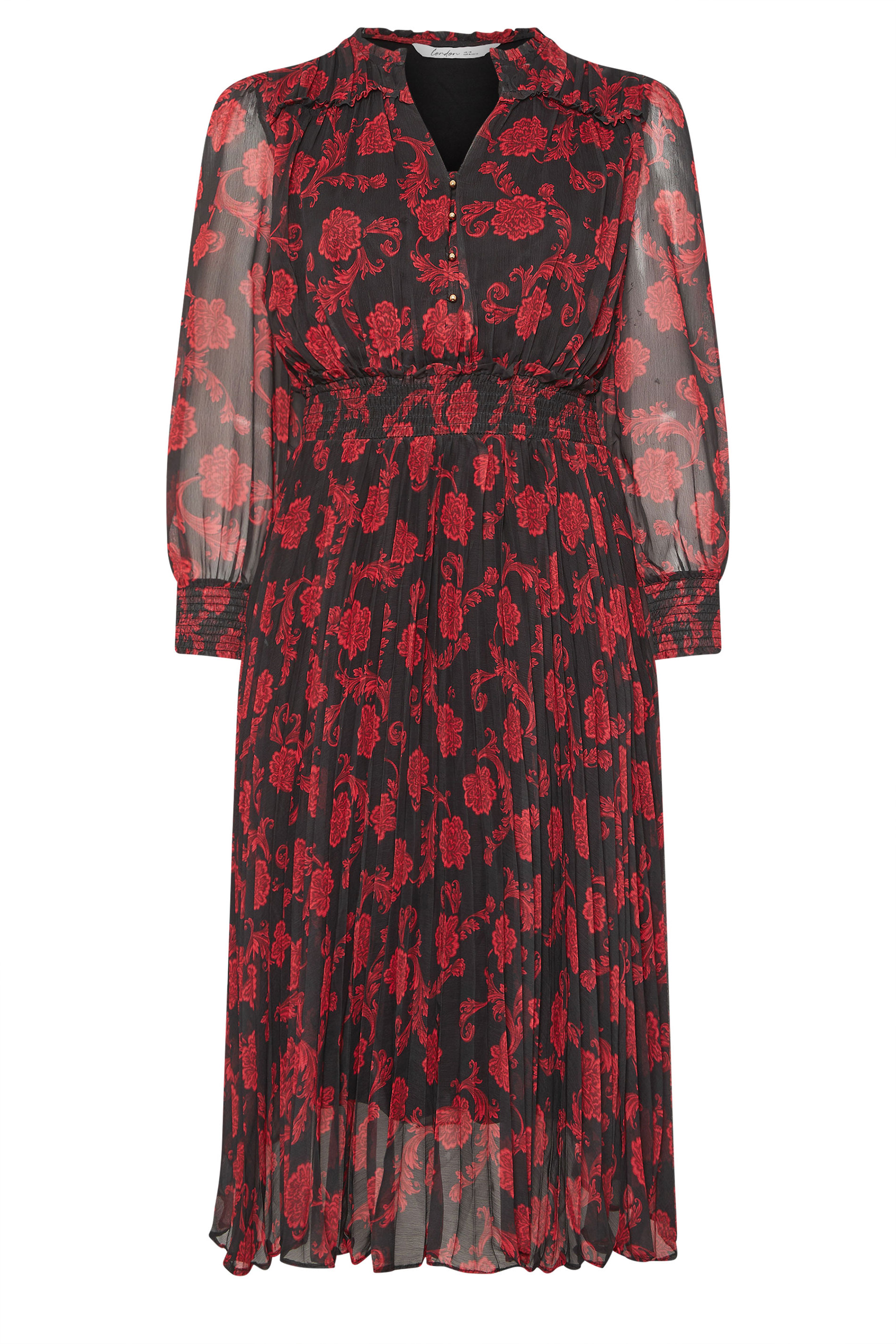 YOURS LONDON Plus Size Black Floral Pleated Shirt Dress | Yours Clothing 5