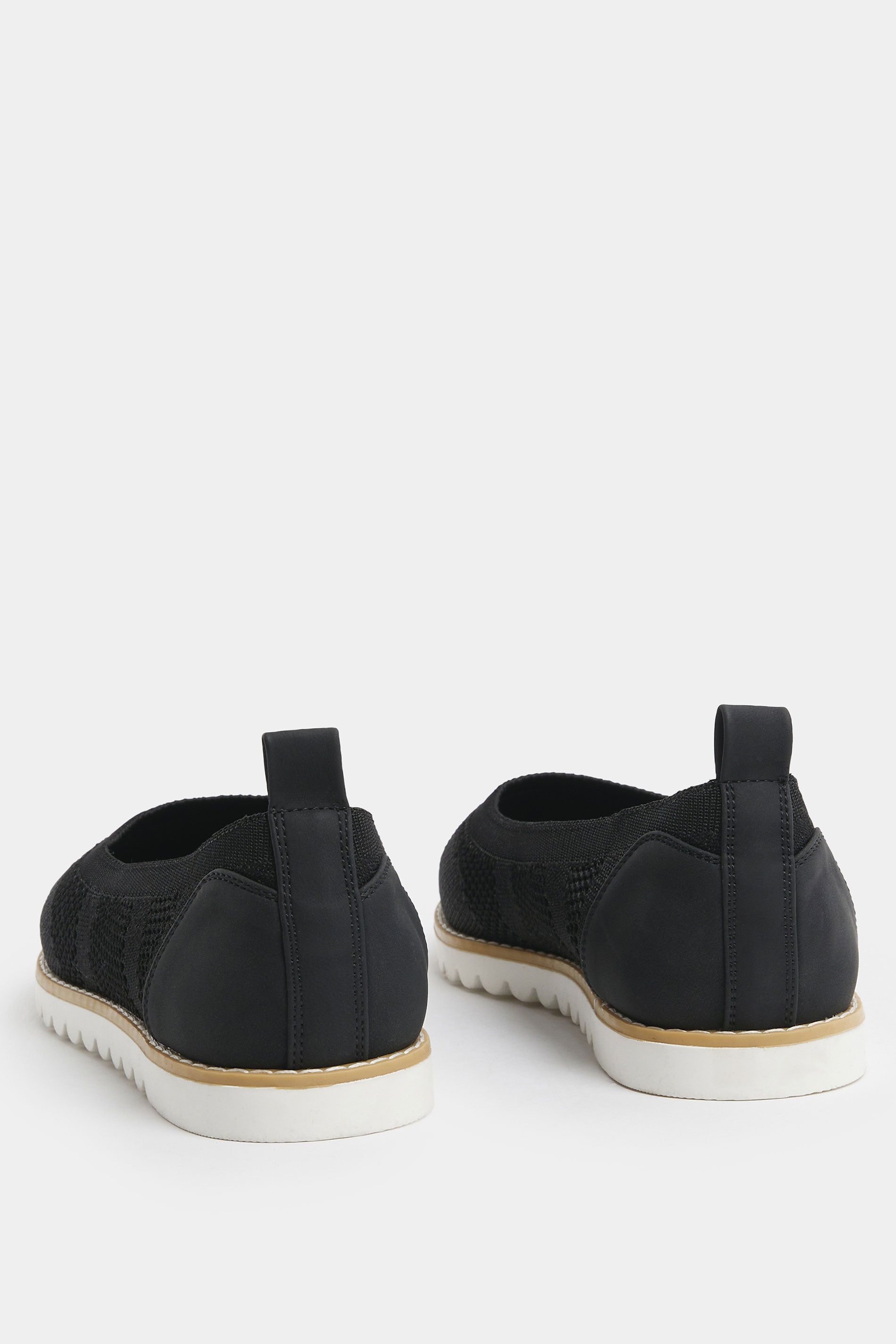 Black Knitted Slip On Ballet Flats In Extra Wide EEE Fit | Yours Clothing 4
