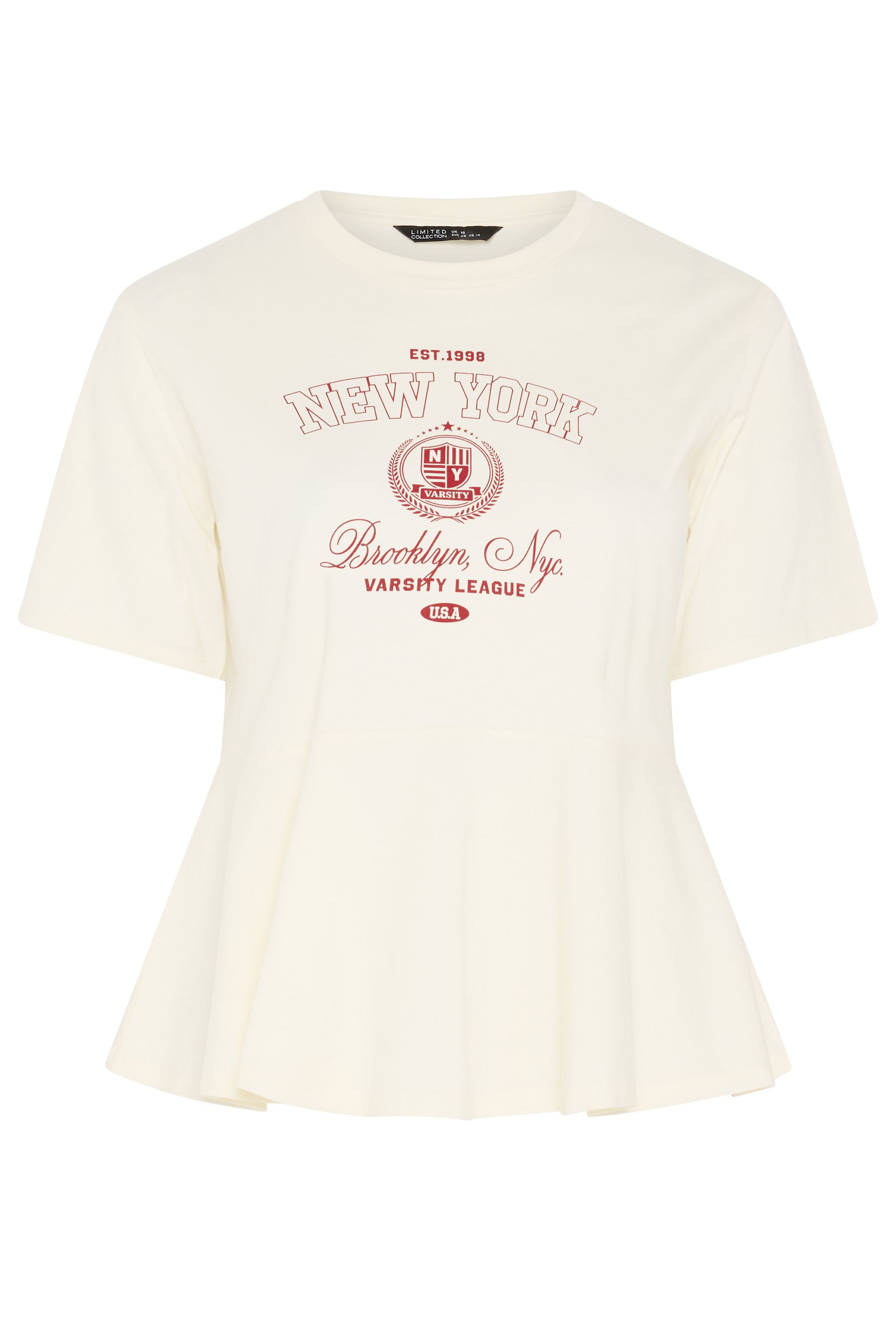 LIMITED COLLECTION Plus Size Ivory White Sporty New York Peplum Top 5