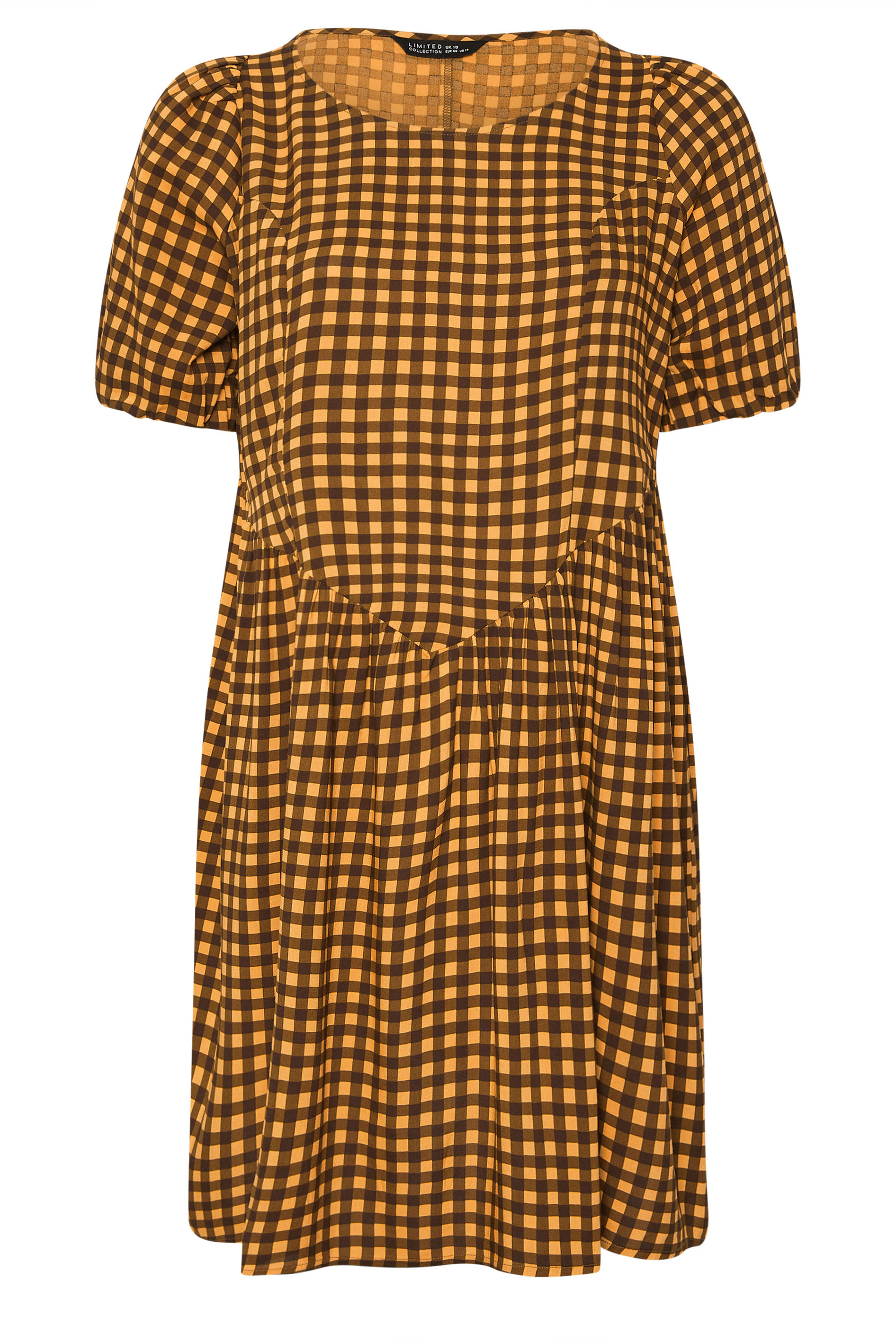 LIMITED COLLECTION Plus Size Brown Check Mini Dress | Yours Clothing 5