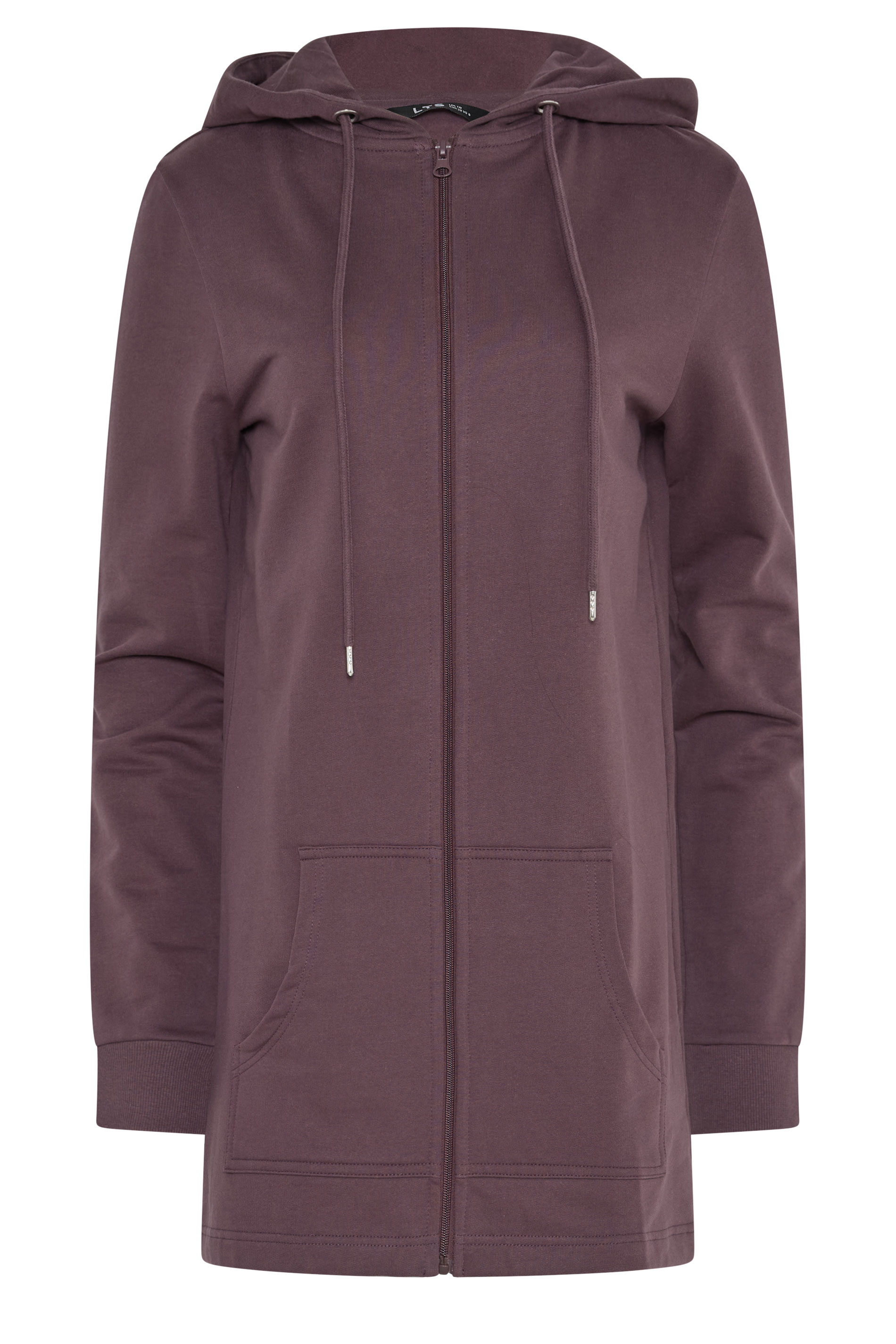 LTS Tall Women's Burgundy Red Cotton Longline Zip Hoodie | Long Tall Sally 5