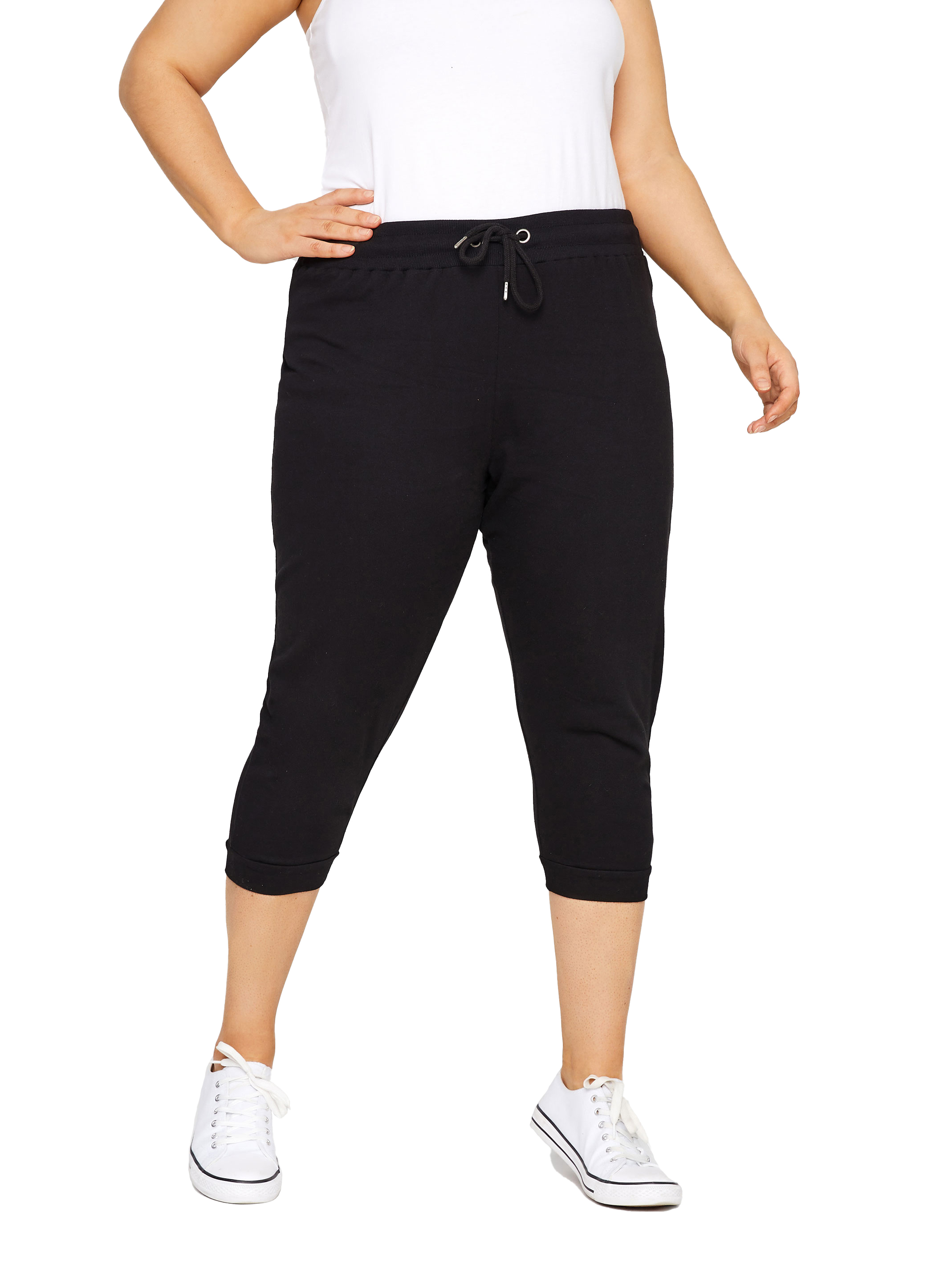 Plus Size Black Cropped Joggers | Yours Clothing 6
