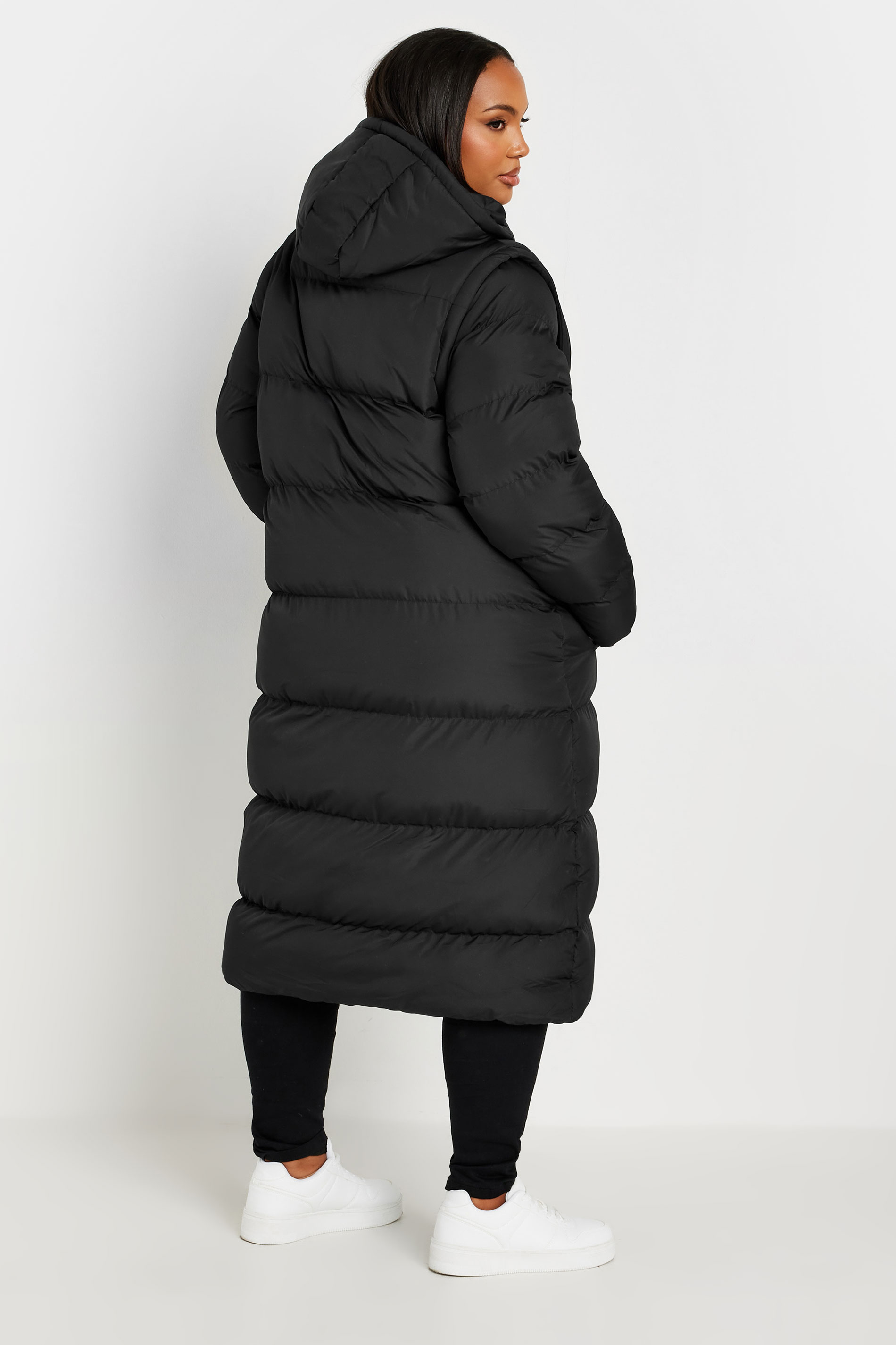 YOURS Plus Size Black Padded 2-in-1 Puffer Coat & Gilet | Yours Clothing 4