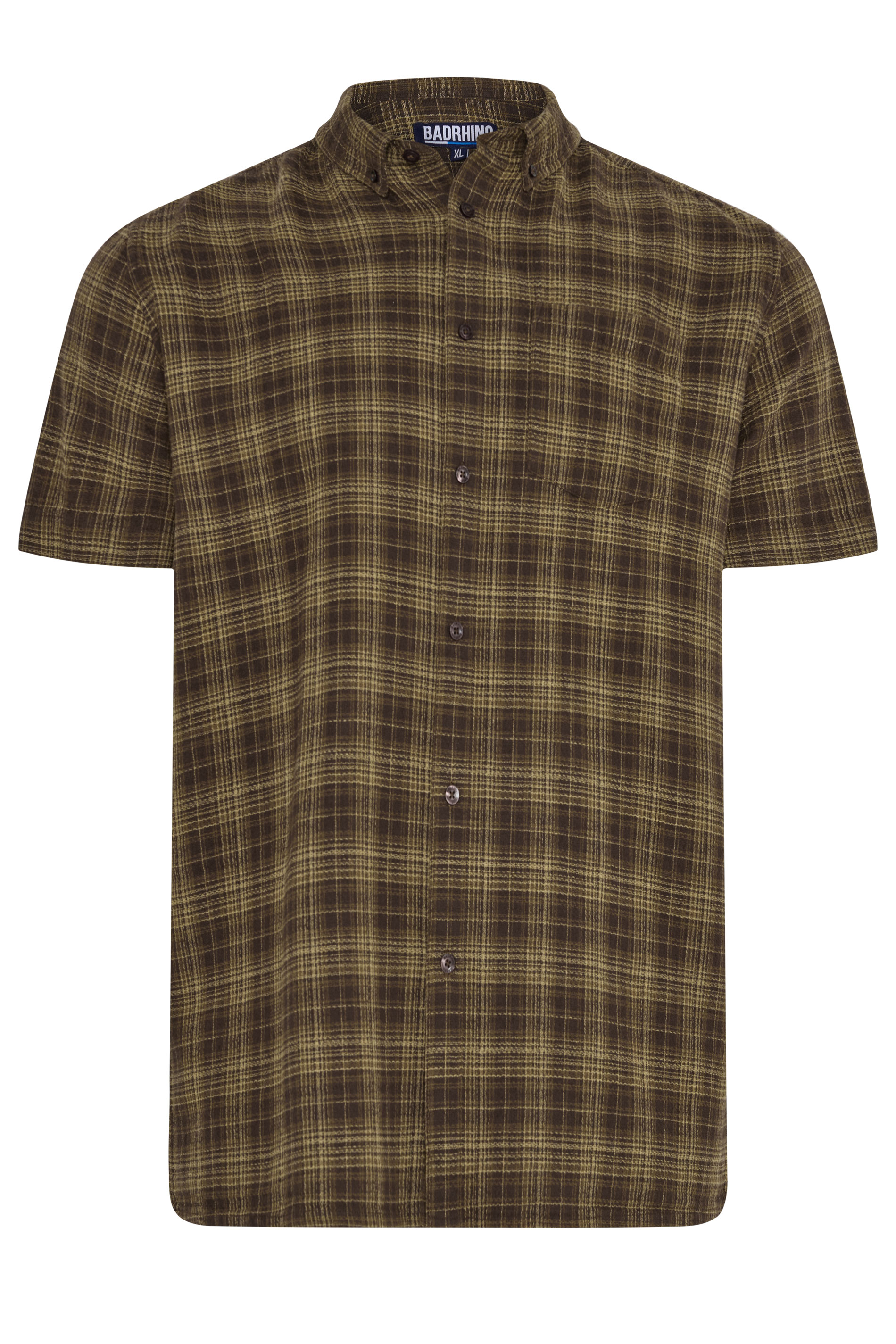 BadRhino Big & Tall Brown Check Stripe Short Sleeve Shirt | BadRhino 1