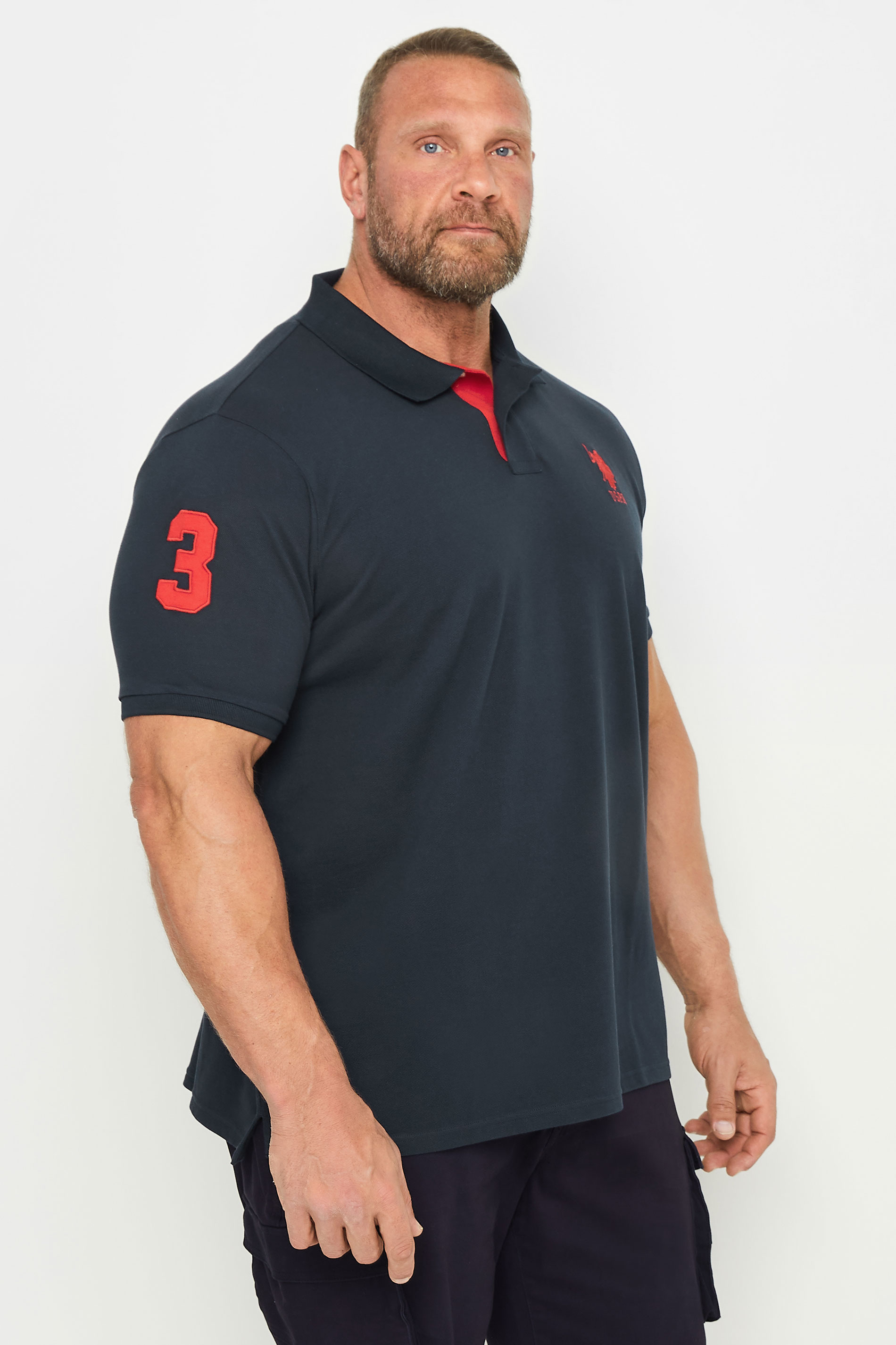 U.S. POLO ASSN. Big & Tall Navy Blue Player 3 Pique Polo Shirt | BadRhino 2