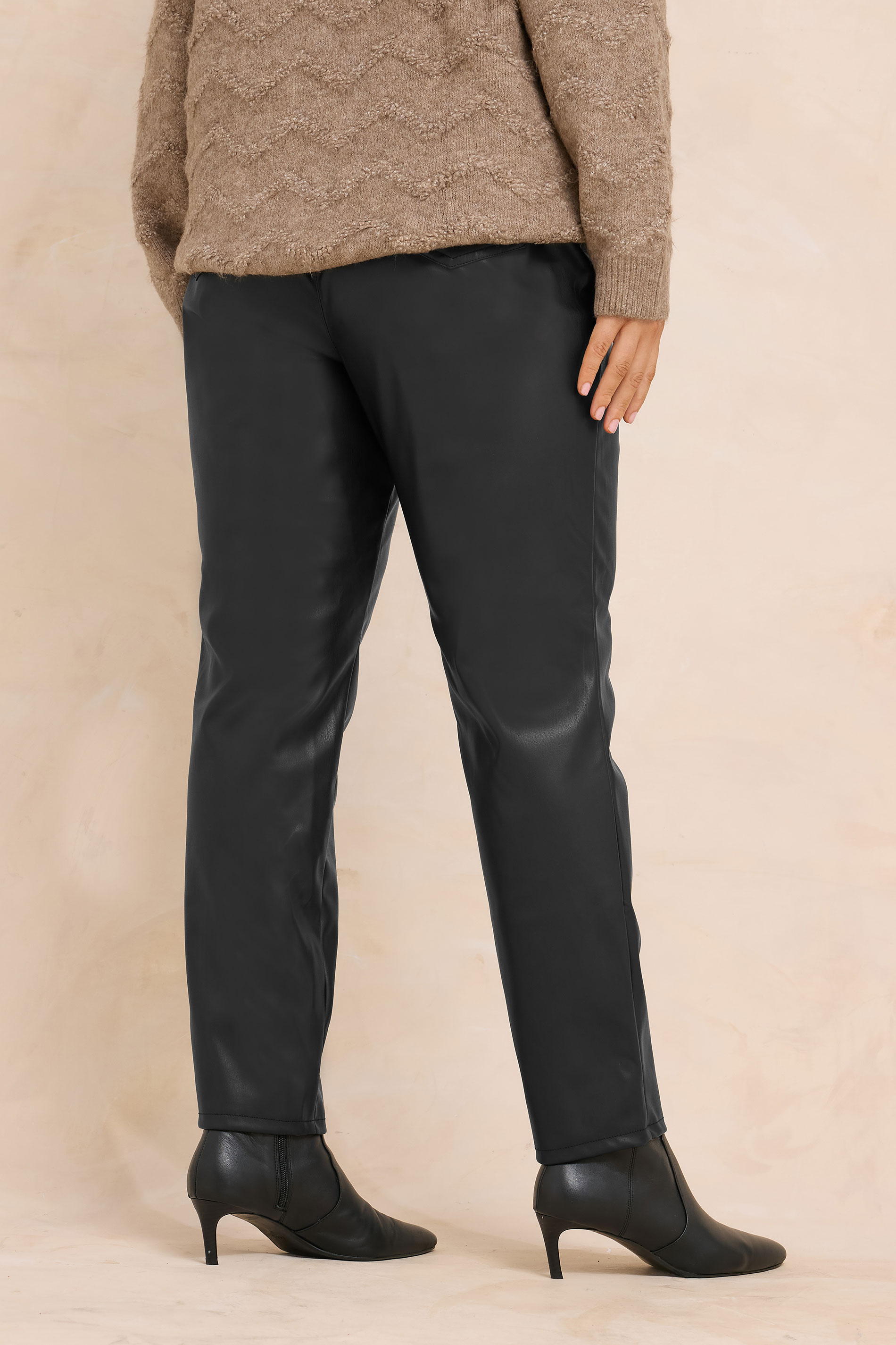 EVANS Plus Size Black Faux Leather Trousers | Evans 2