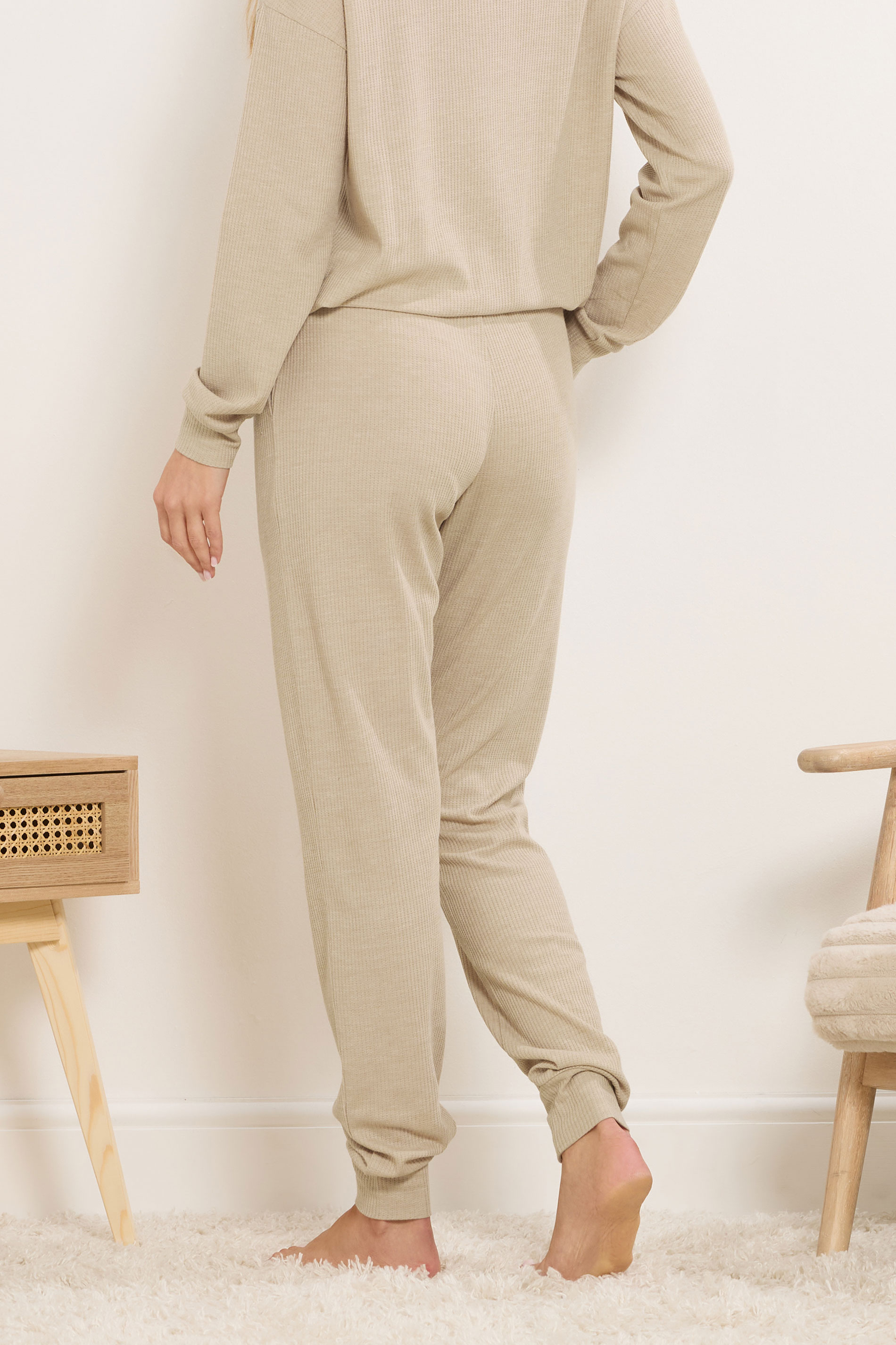 LTS Tall Beige Brown Waffle Lounge Trousers | Long Tall Sally 2