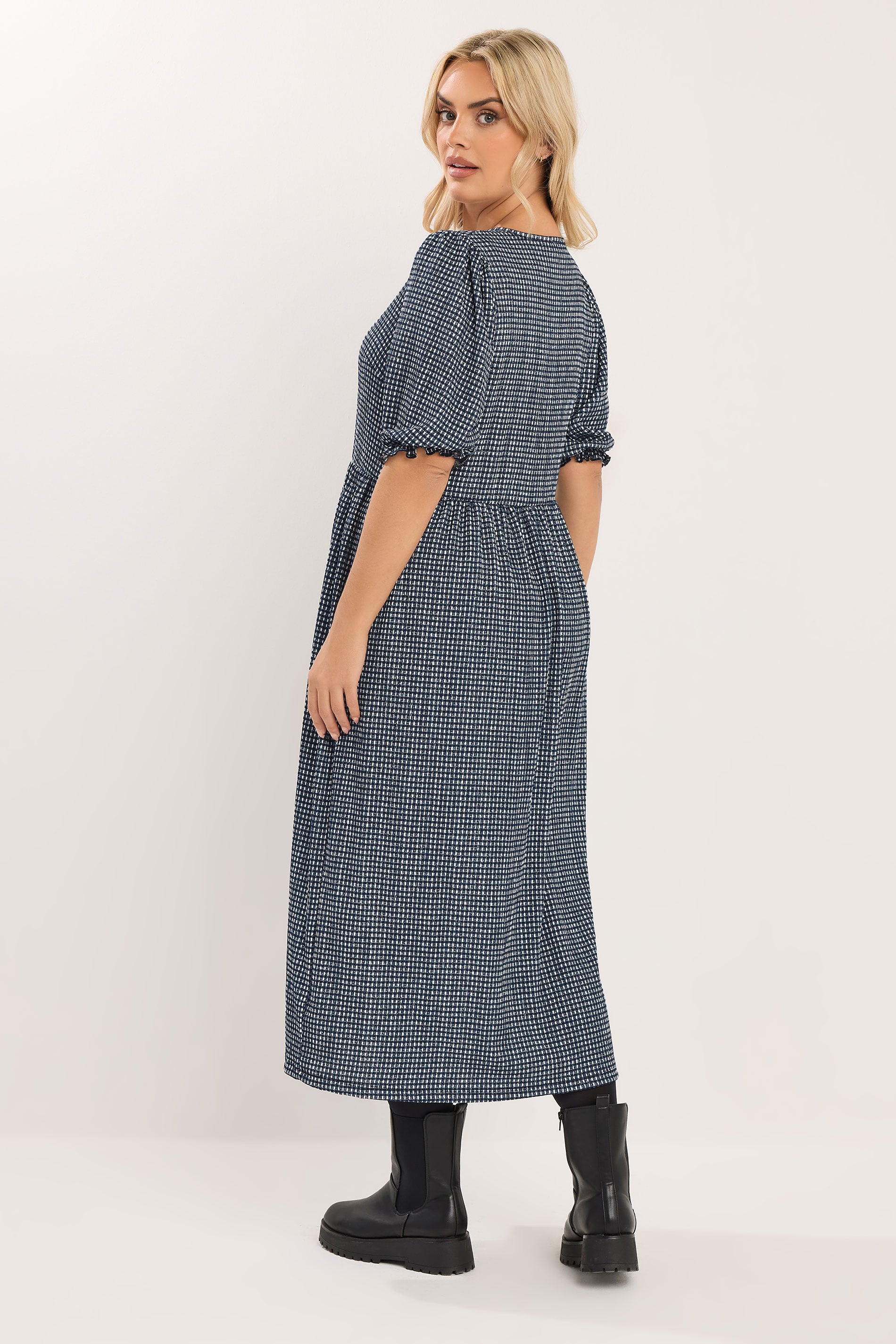 YOURS Plus Size Black Gingham Bow Tie Front Maxi Dress | Yours Clothing 2