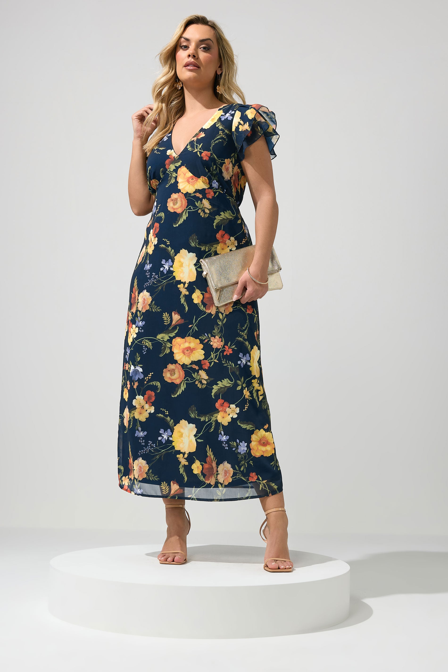YOURS LONDON Plus Size Navy Blue Floral Maxi Dress | Yours Clothing 3