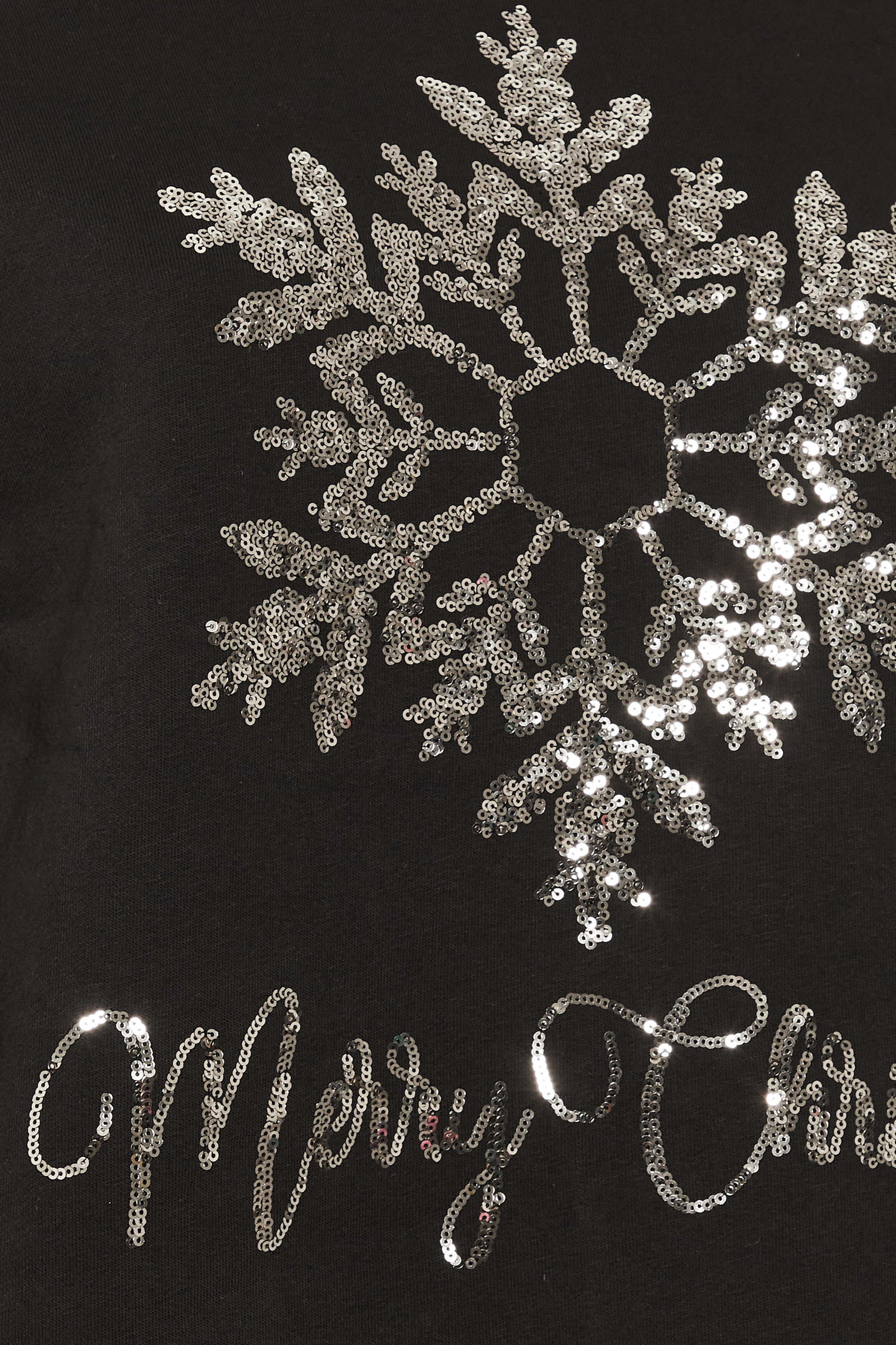 YOURS Plus Size Black Sequin Embellished 'Merry Christmas' Sweatshirt | Yours Clothing 6