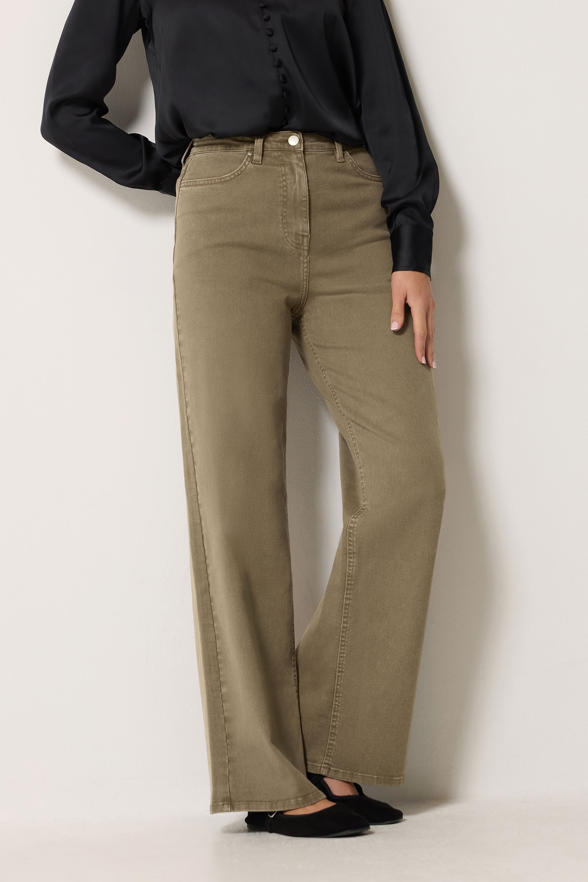 LTS Tall Women's Mocha Brown Washed Wide Leg Jeans | Long Tall Sally 1