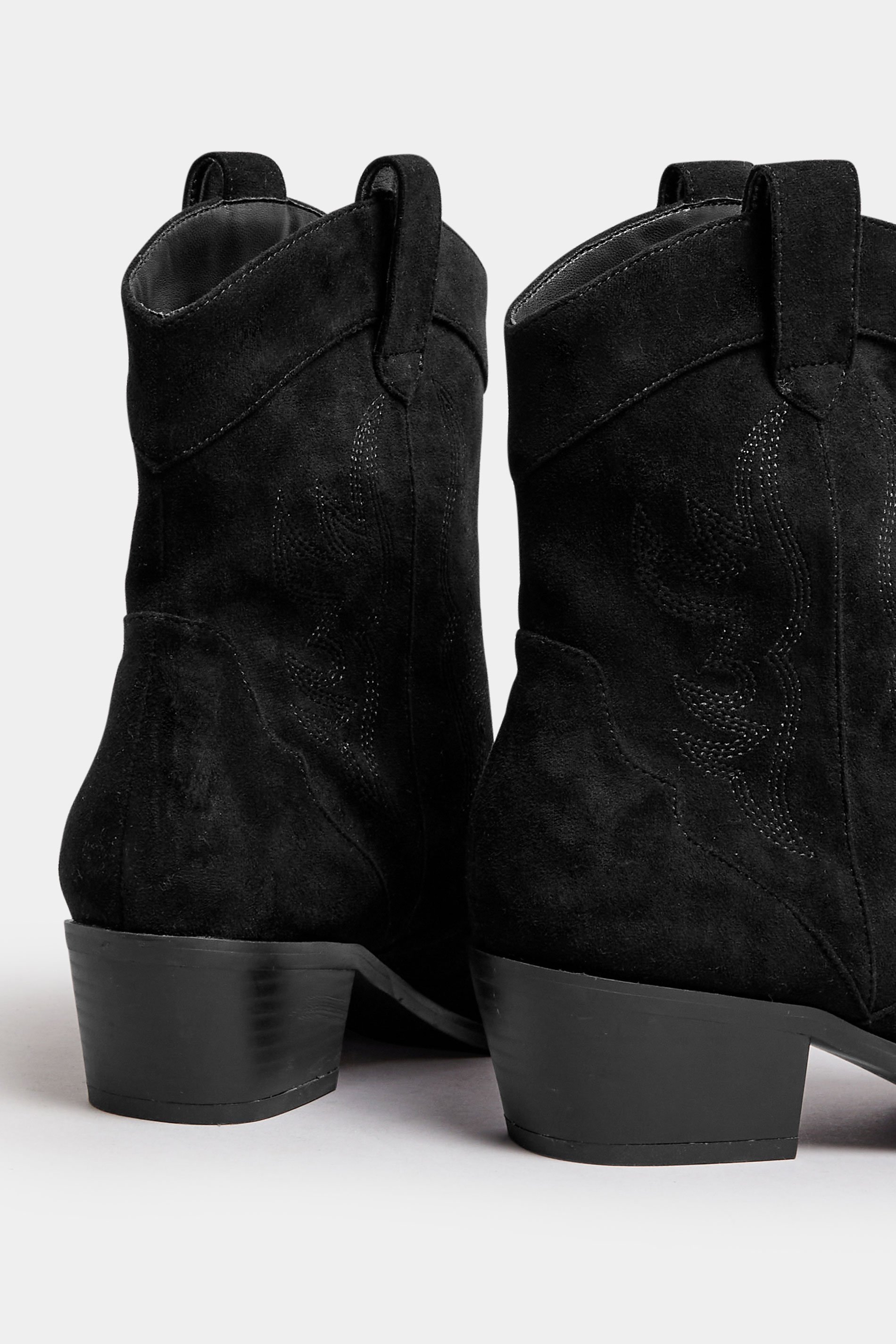 LTS Black Faux Suede Cowboy Boot In Standard Fit | Long Tall Sally 4