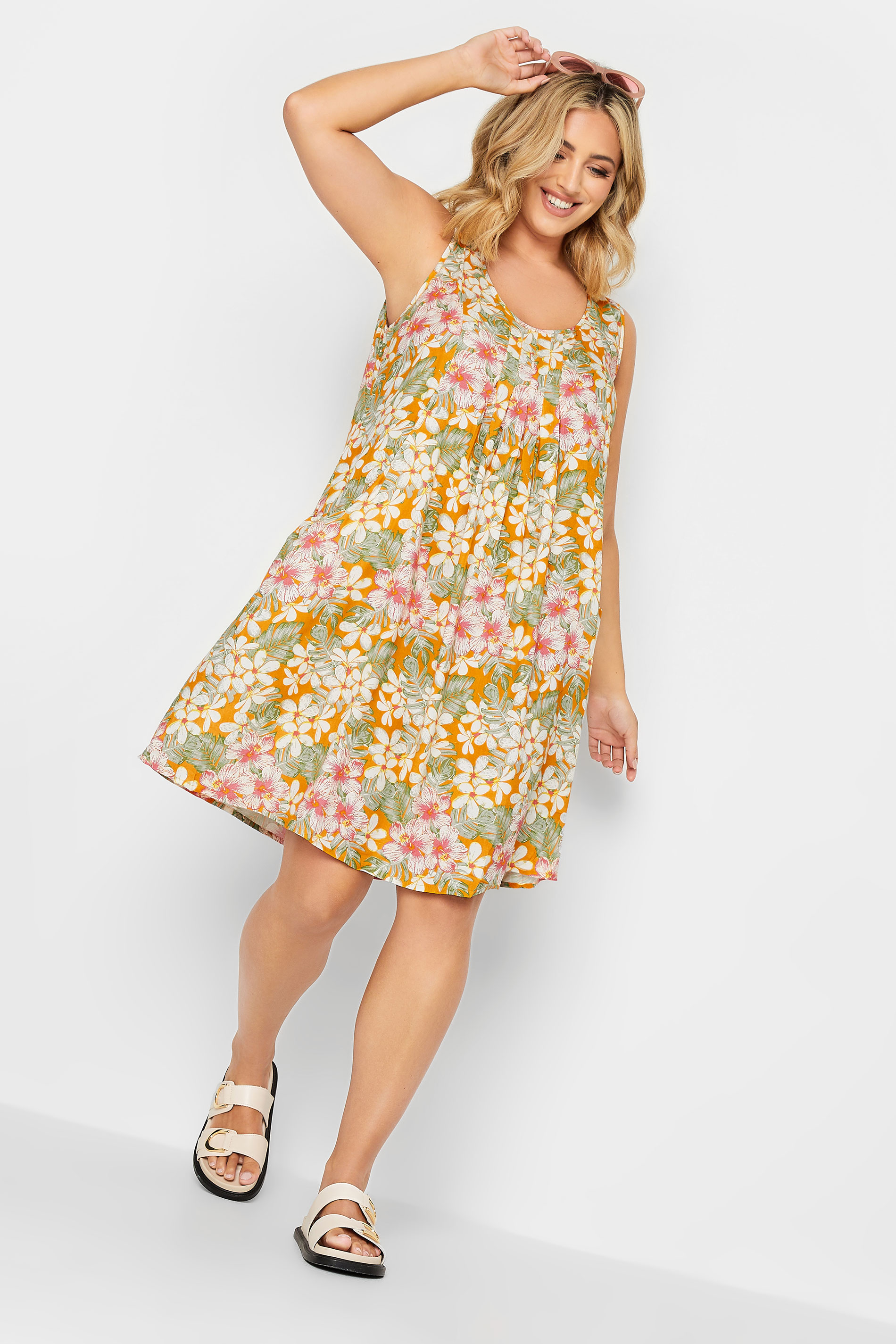 YOURS Plus Size Orange Tropical Print Pocket Dress | Yours Clothing 1