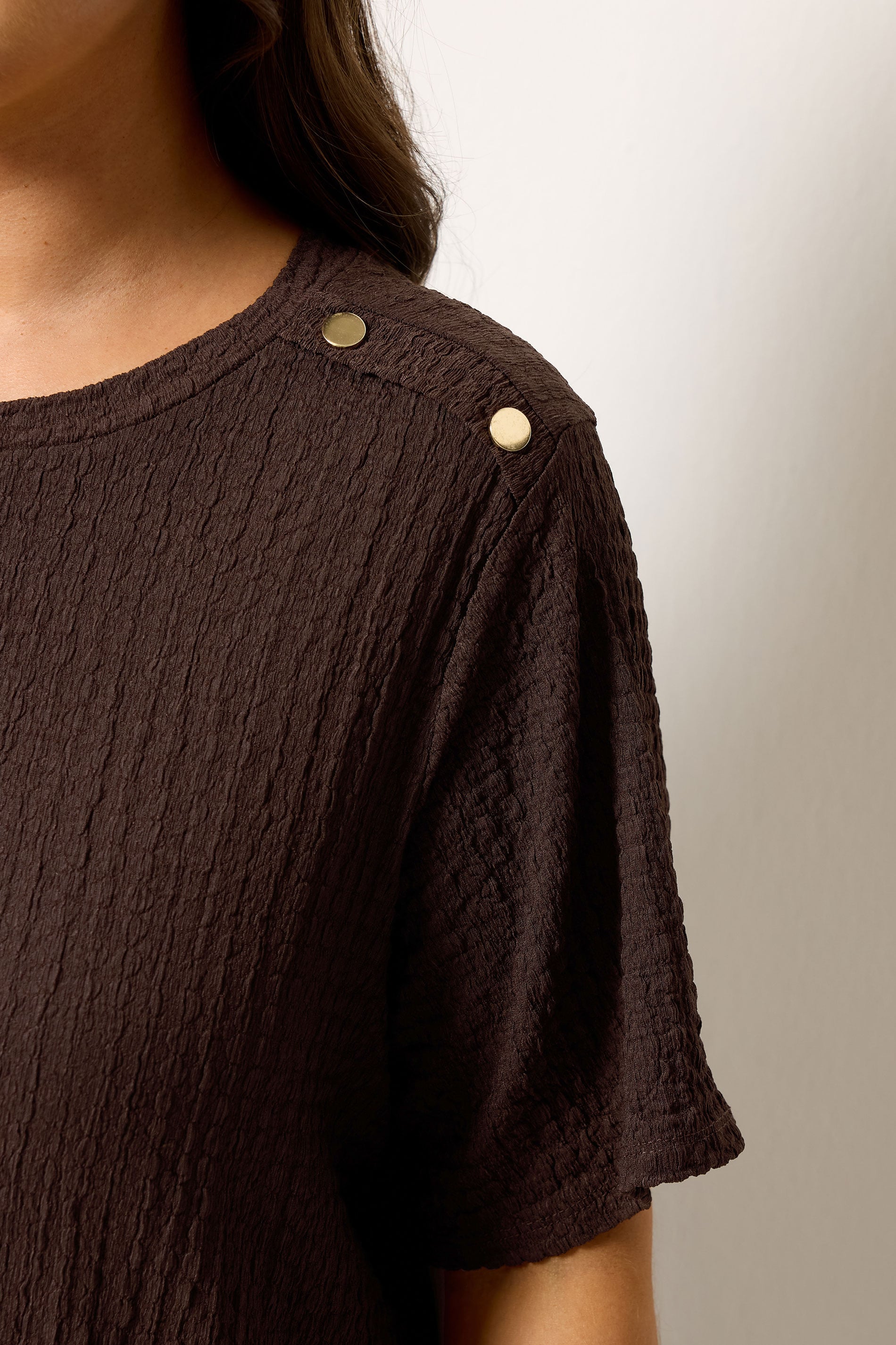 YOURS Plus Size Chocolate Brown Bubble Texture Top | Yours Clothing 4
