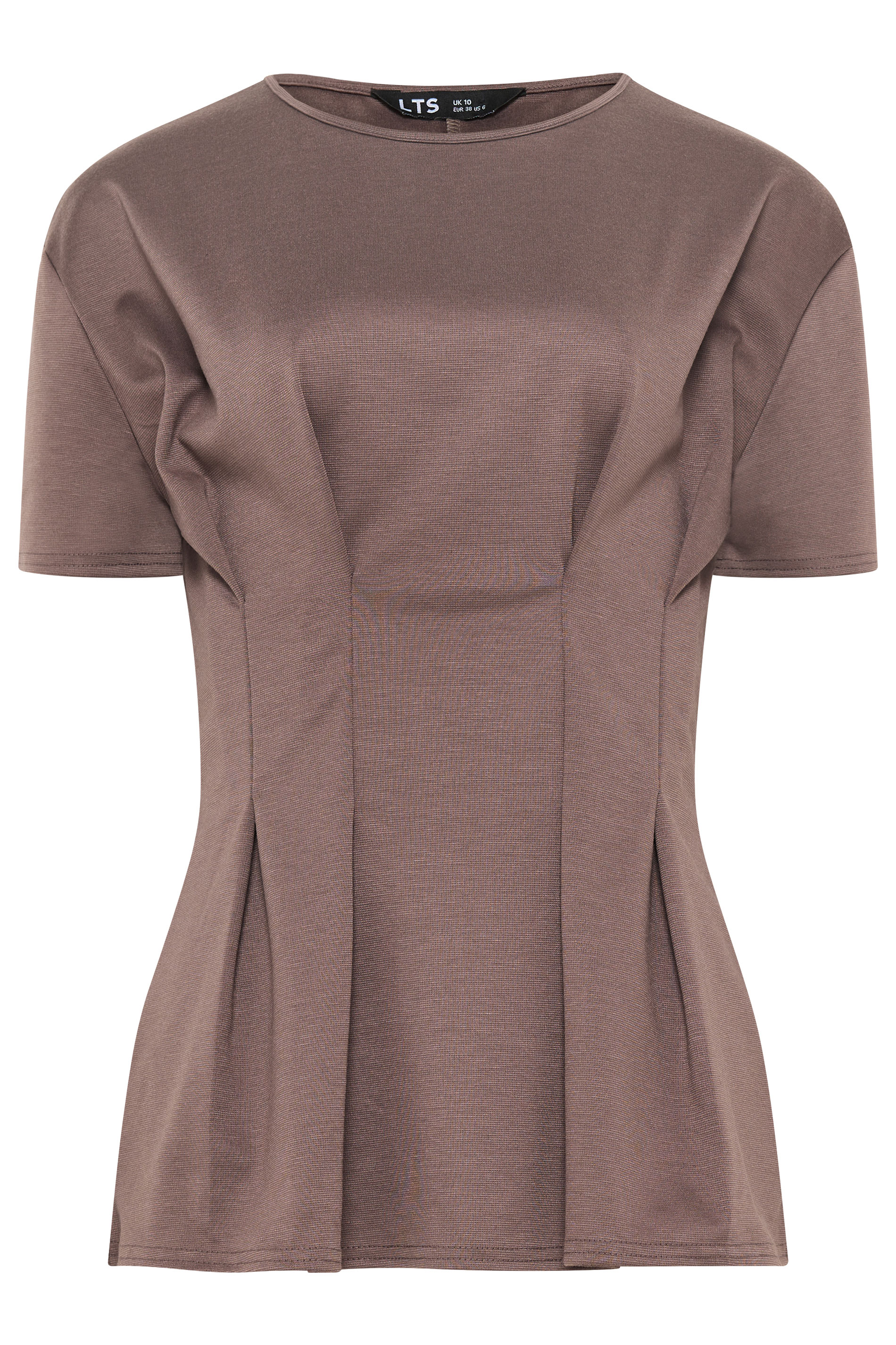 LTS Tall Women's Mocha Brown Pleated Detail Top | Long Tall Sally 5