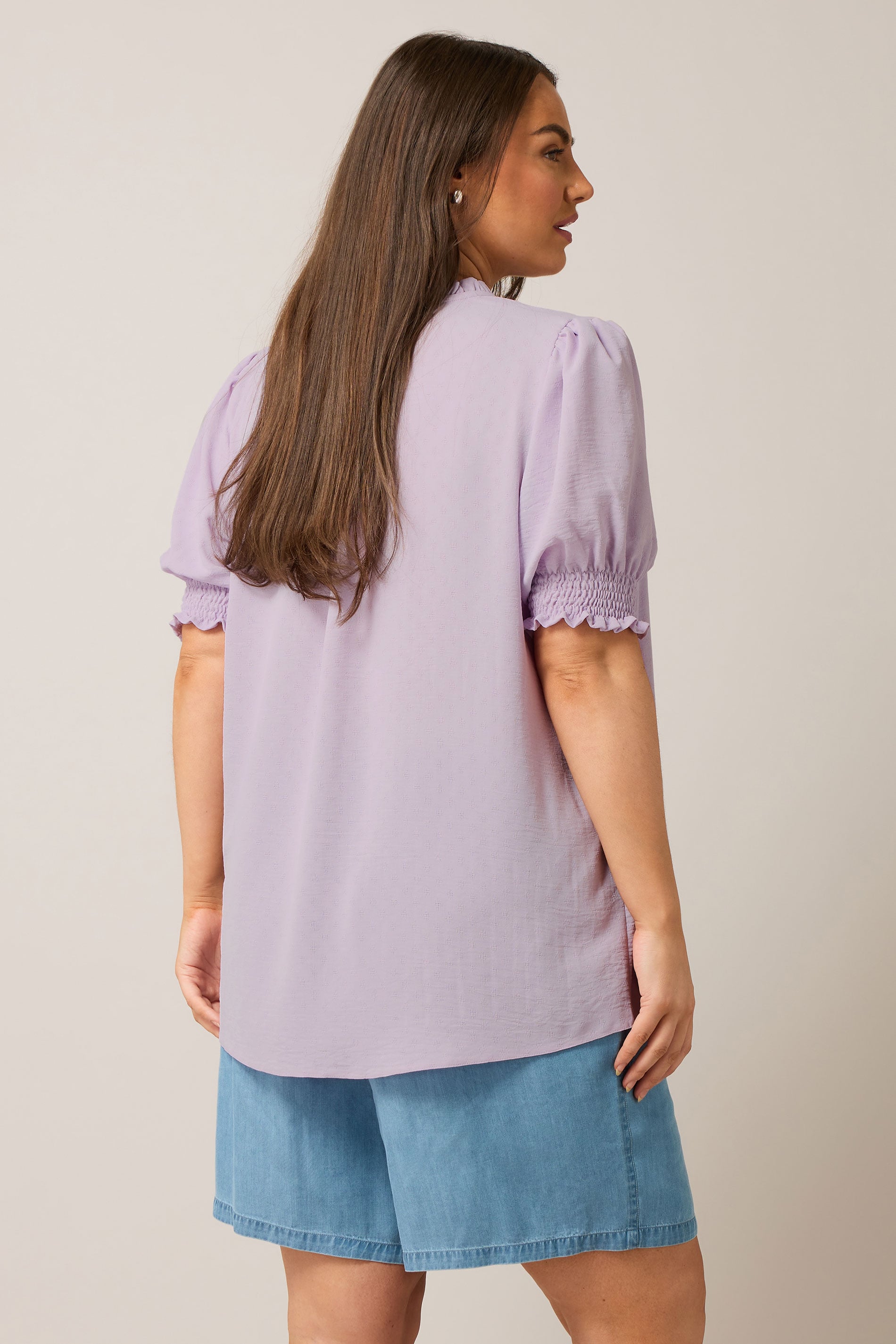 EVANS Plus Size Lilac Purple Frilled Tie Neck Blouse | Evans 2