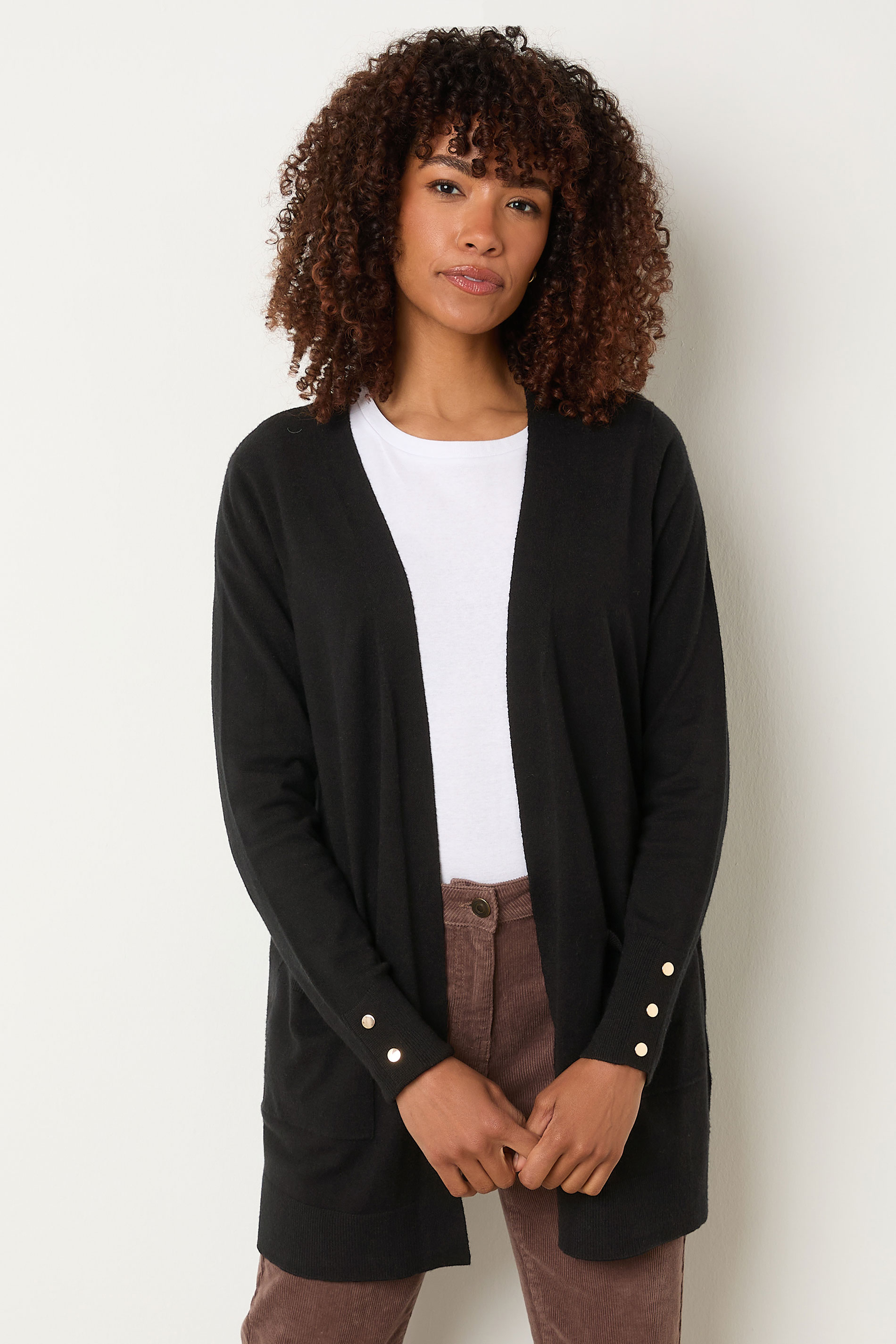 M&Co Black Button Detail Midi Cardigan | M&Co 3
