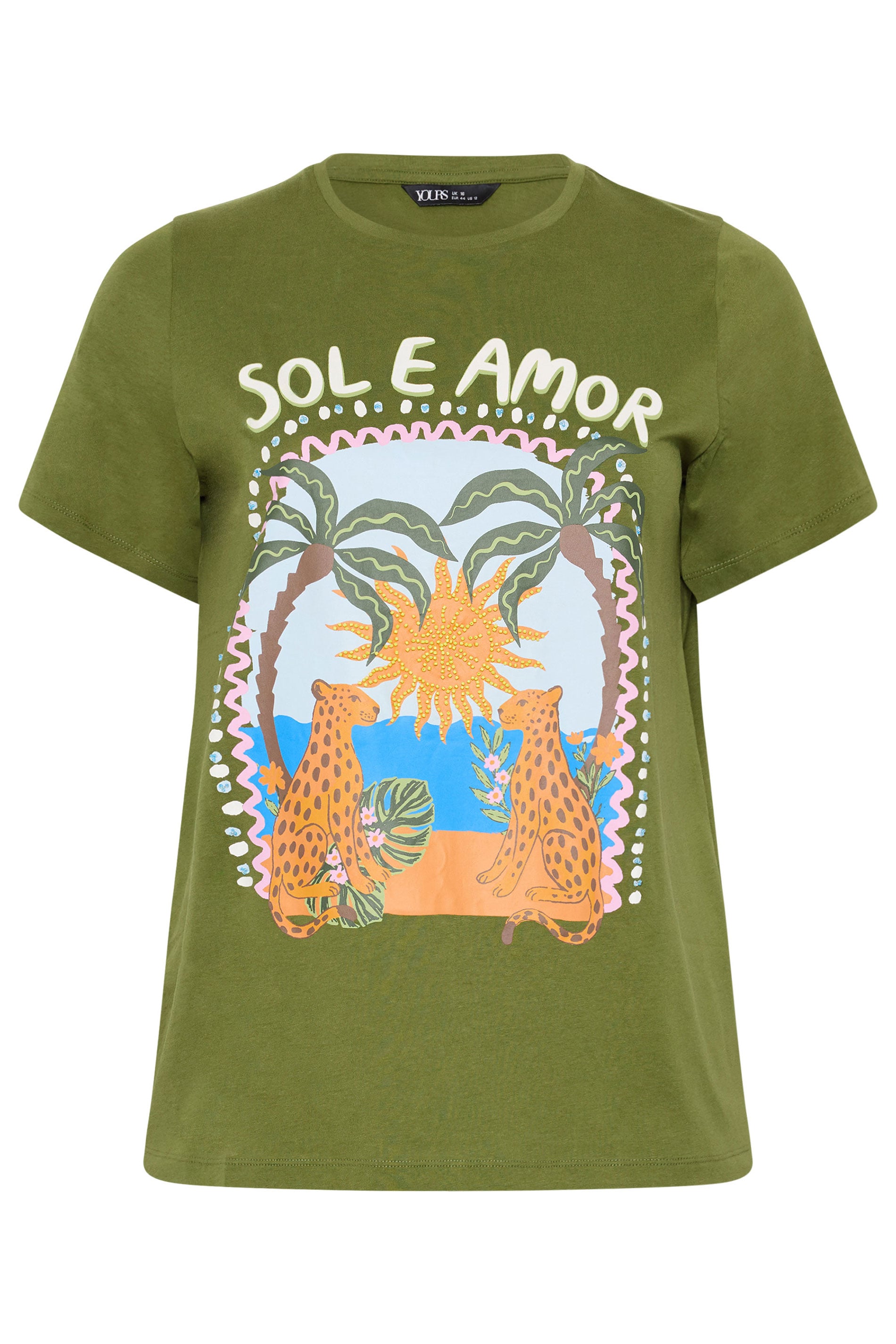 YOURS Plus Size Green 'Sol E Amor' Graphic T-Shirt | Yours Clothing 6