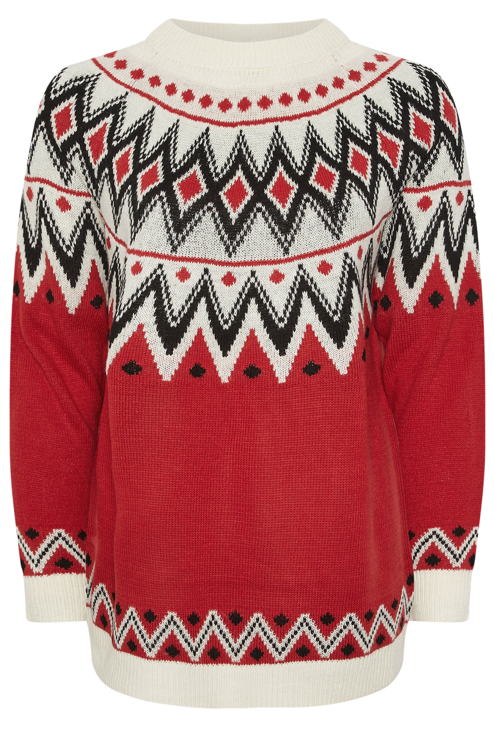 YOURS Plus Size Red Fairisle Knitted Jumper | Yours Clothing 7