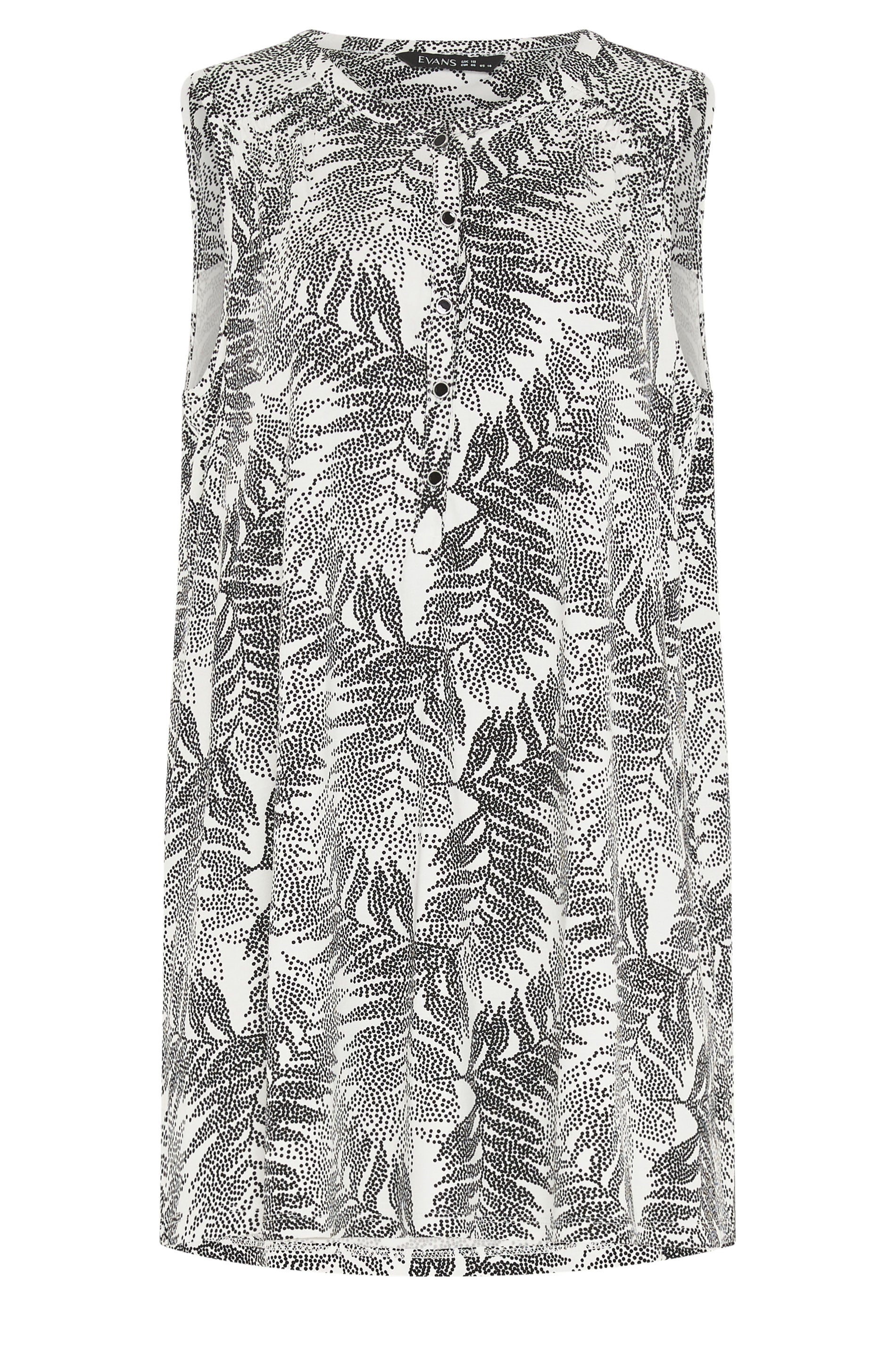 EVANS Plus Size Ivory White Palm Print Vest Top| Evans 5