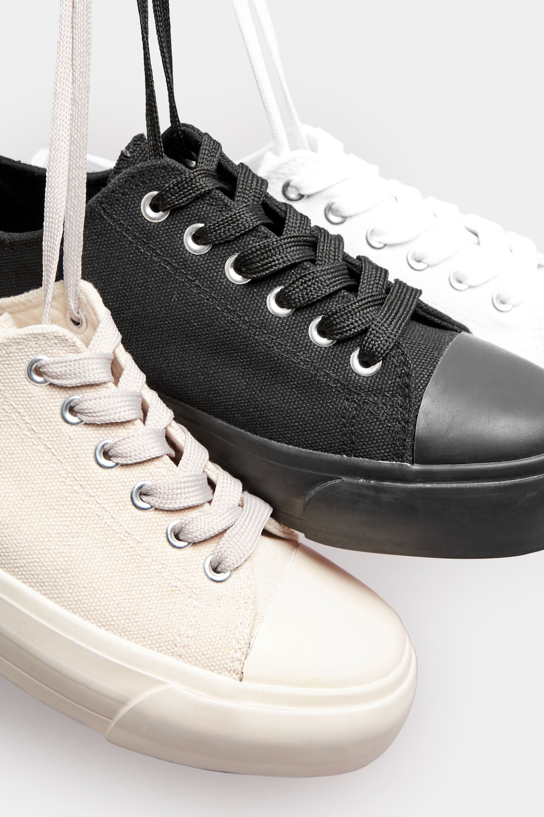 Black Canvas Trainers In Wide E Fit & Extra Wide EEE Fit | Yours Clothing 7