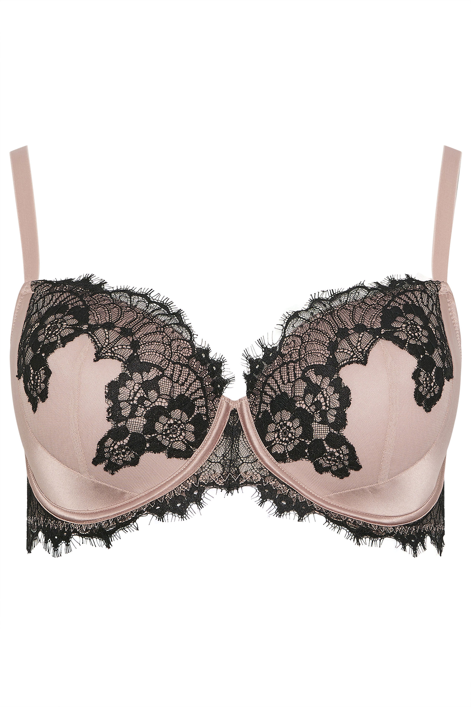 YOURS Curve Blush Pink Lace Trim Underwired Bra | Yours Clothing 5