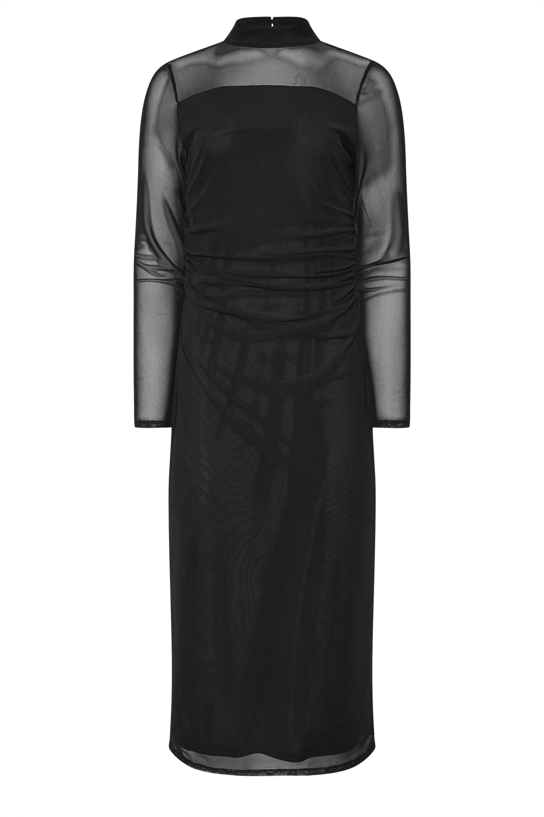 LTS Tall Black Mesh High Neck Midi Dress | Long Tall Sally 5