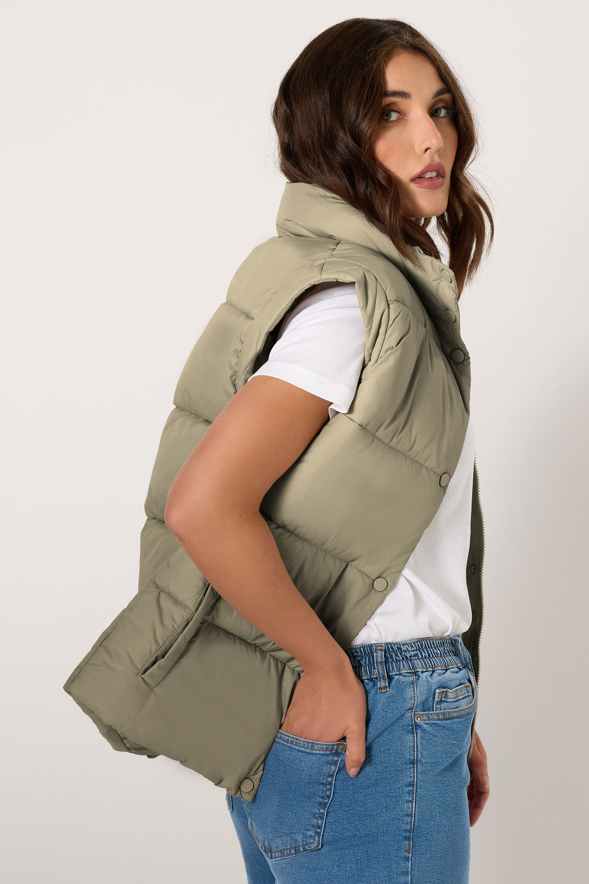 LTS Tall Women's Natural Brown Padded Gilet | Long Tall Sally 2