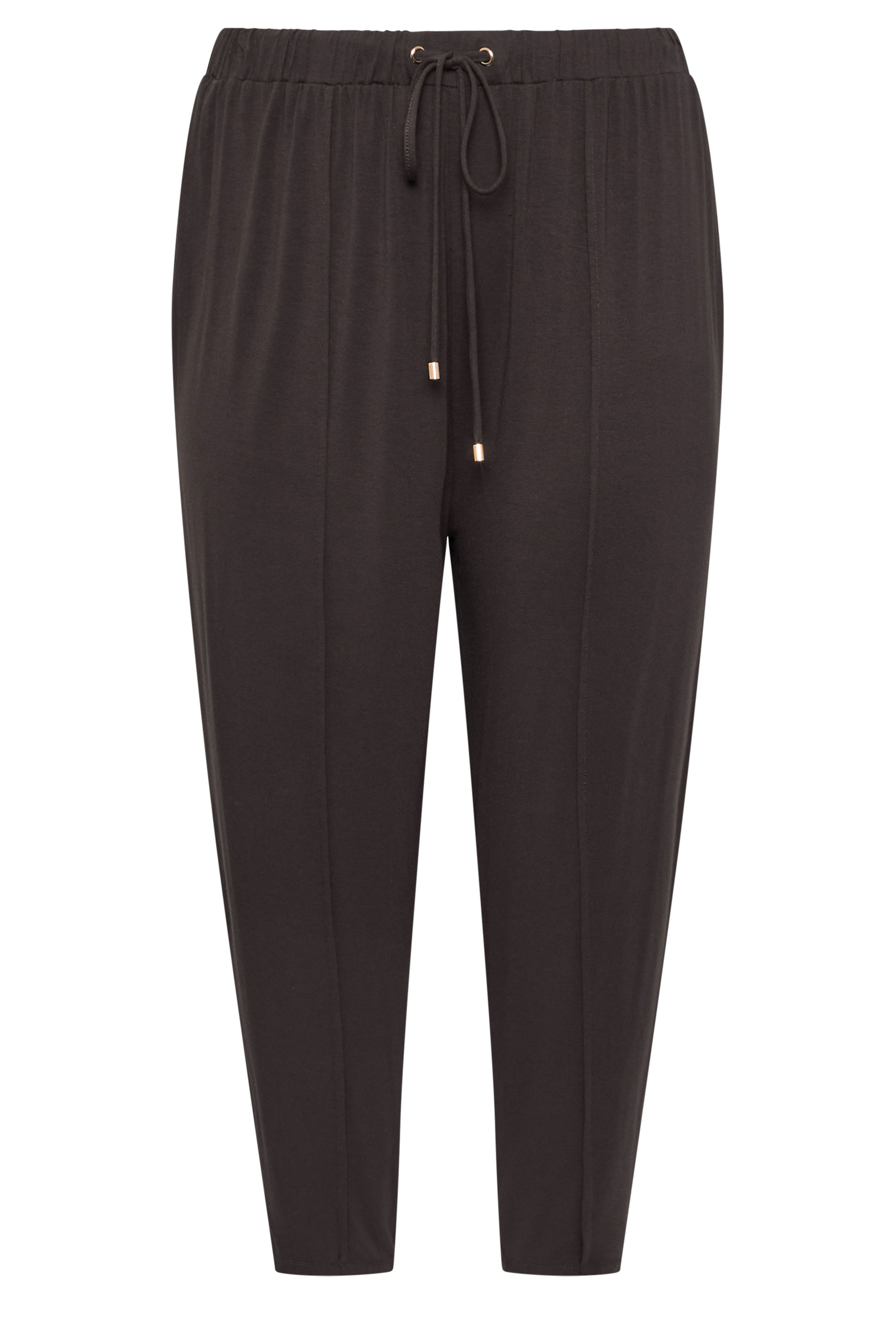 YOURS Plus Size Brown Wide Leg Seam Joggers | Yours Clothing 5