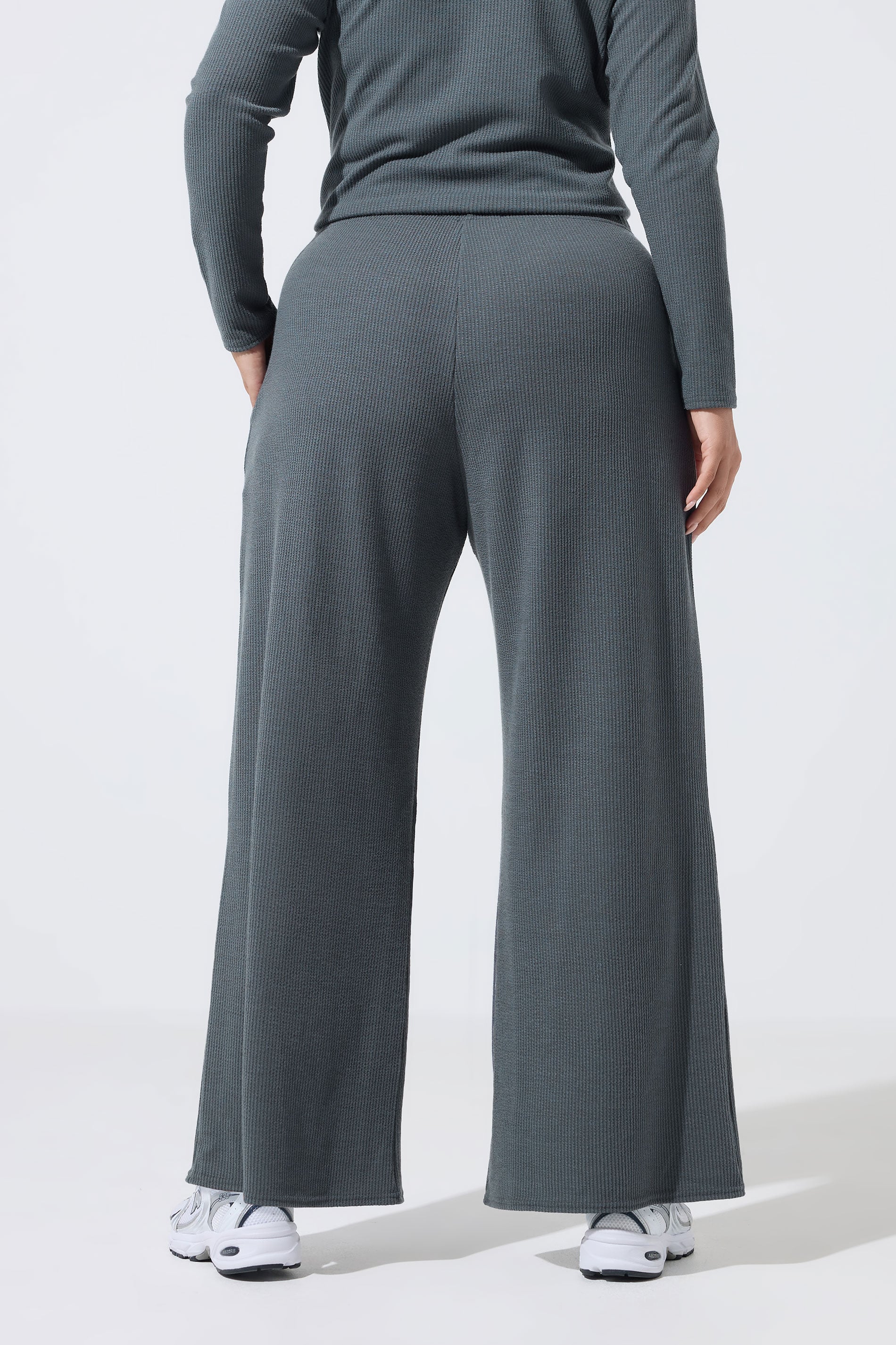 LIMITED COLLECTION Plus Size Grey Crinkle Wide Leg Trousers | Yours Clothing 2