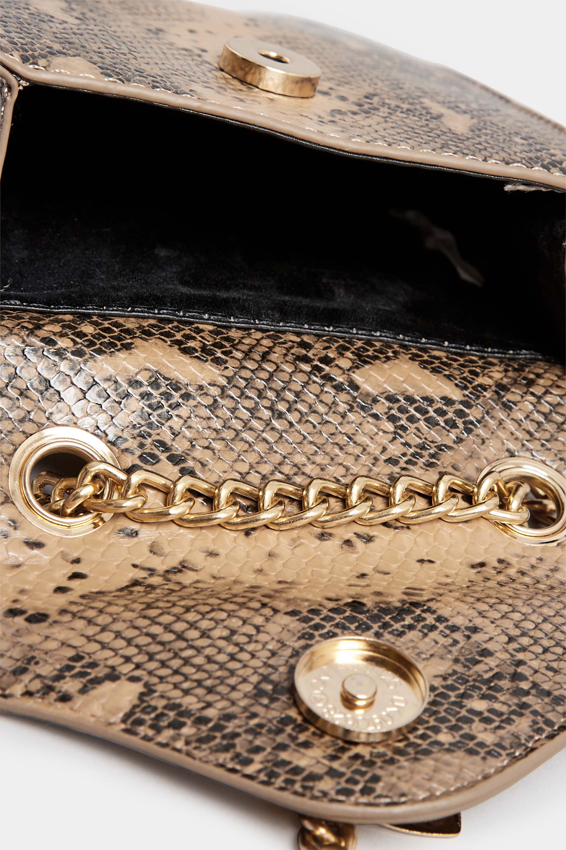 Brown Snake Print Heart Padlock Bag | Yours Clothing  6