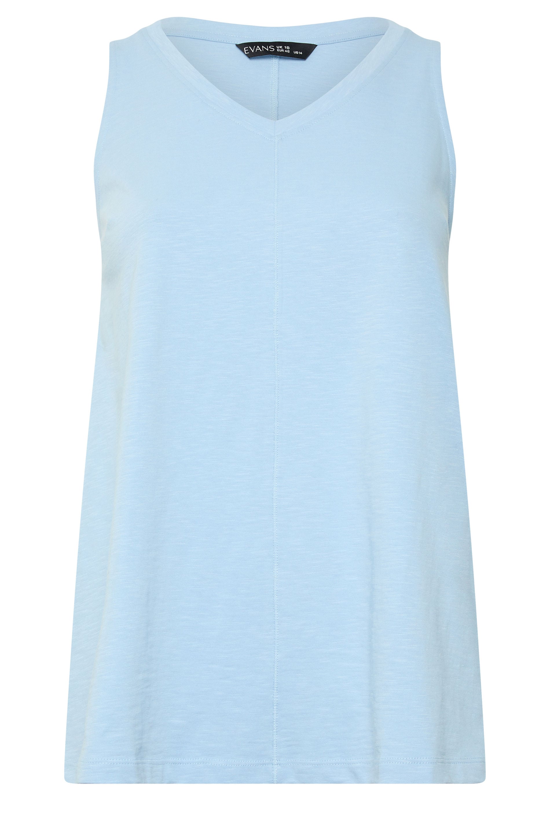 EVANS Curve Blue Premium Cotton Vest Top | Evans 1