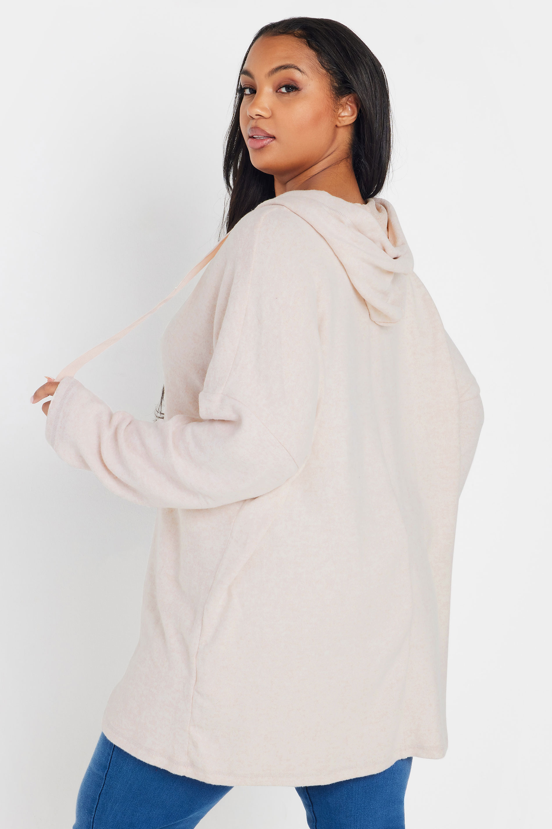 YOURS Plus Size Pink Soft Touch Hoodie | Yours Clothing 2