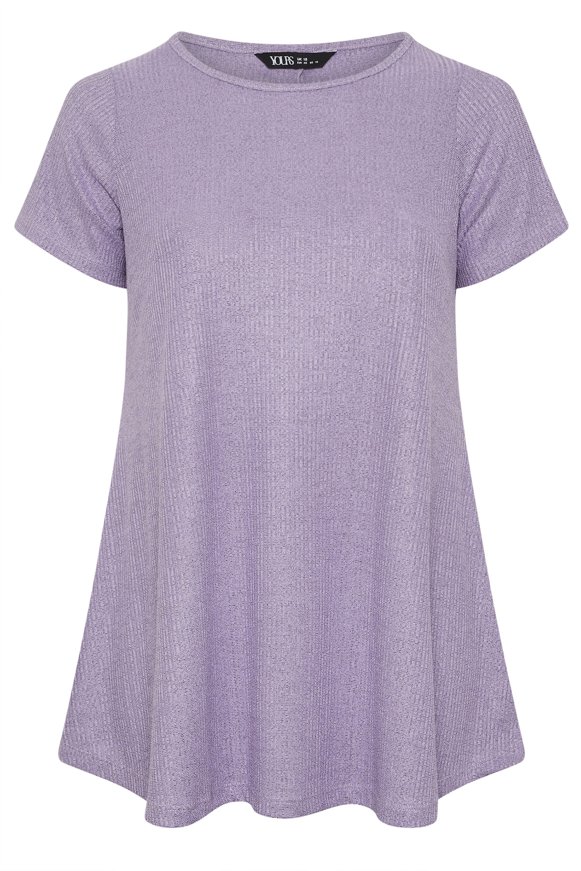 YOURS Plus Size Purple Ribbed Soft Touch T-Shirt | Yours Clothing 5