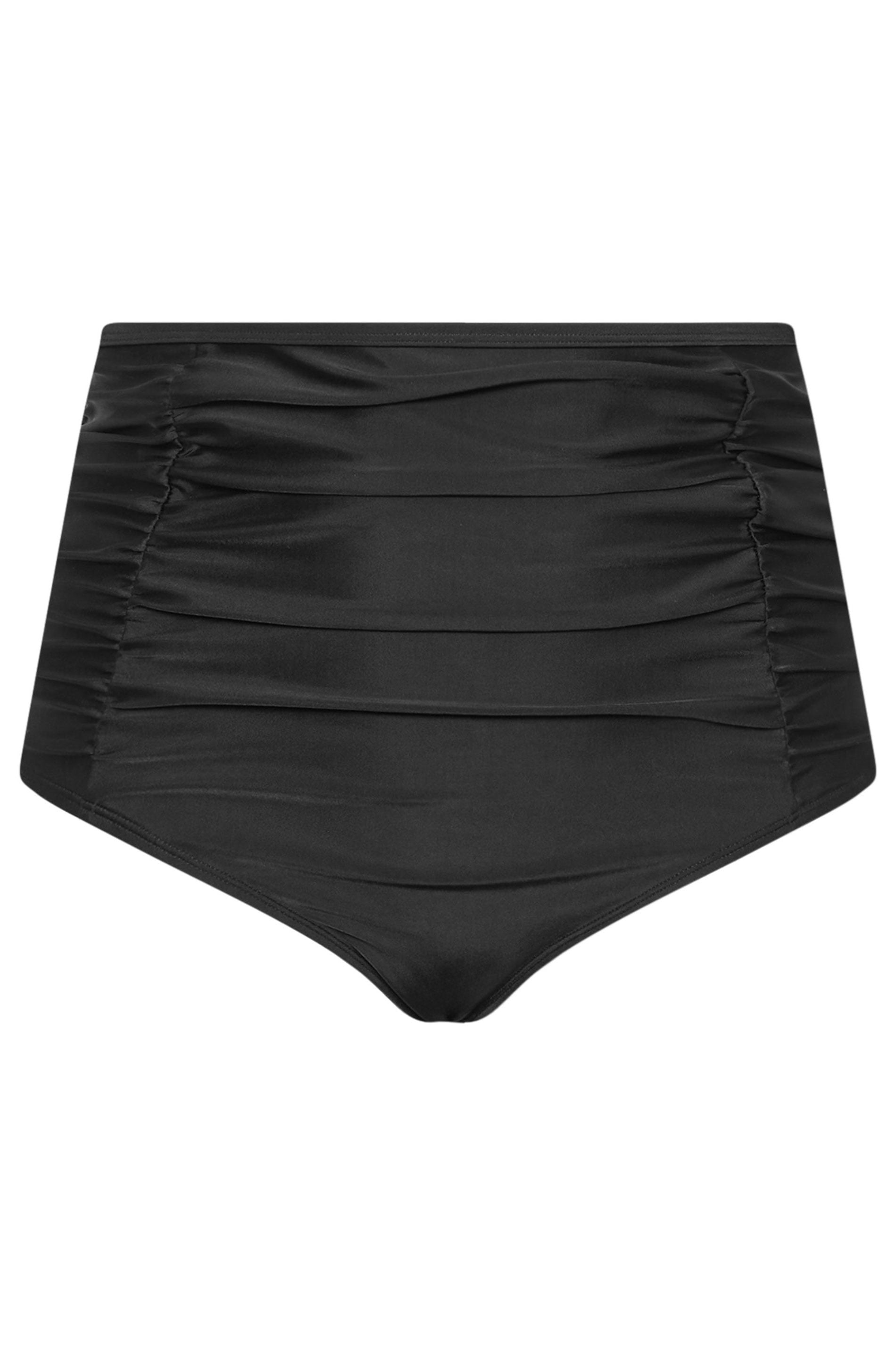 YOURS Plus Size Black Ruched Super High Waisted Tummy Control Bikini Briefs | Yours Clothing 9