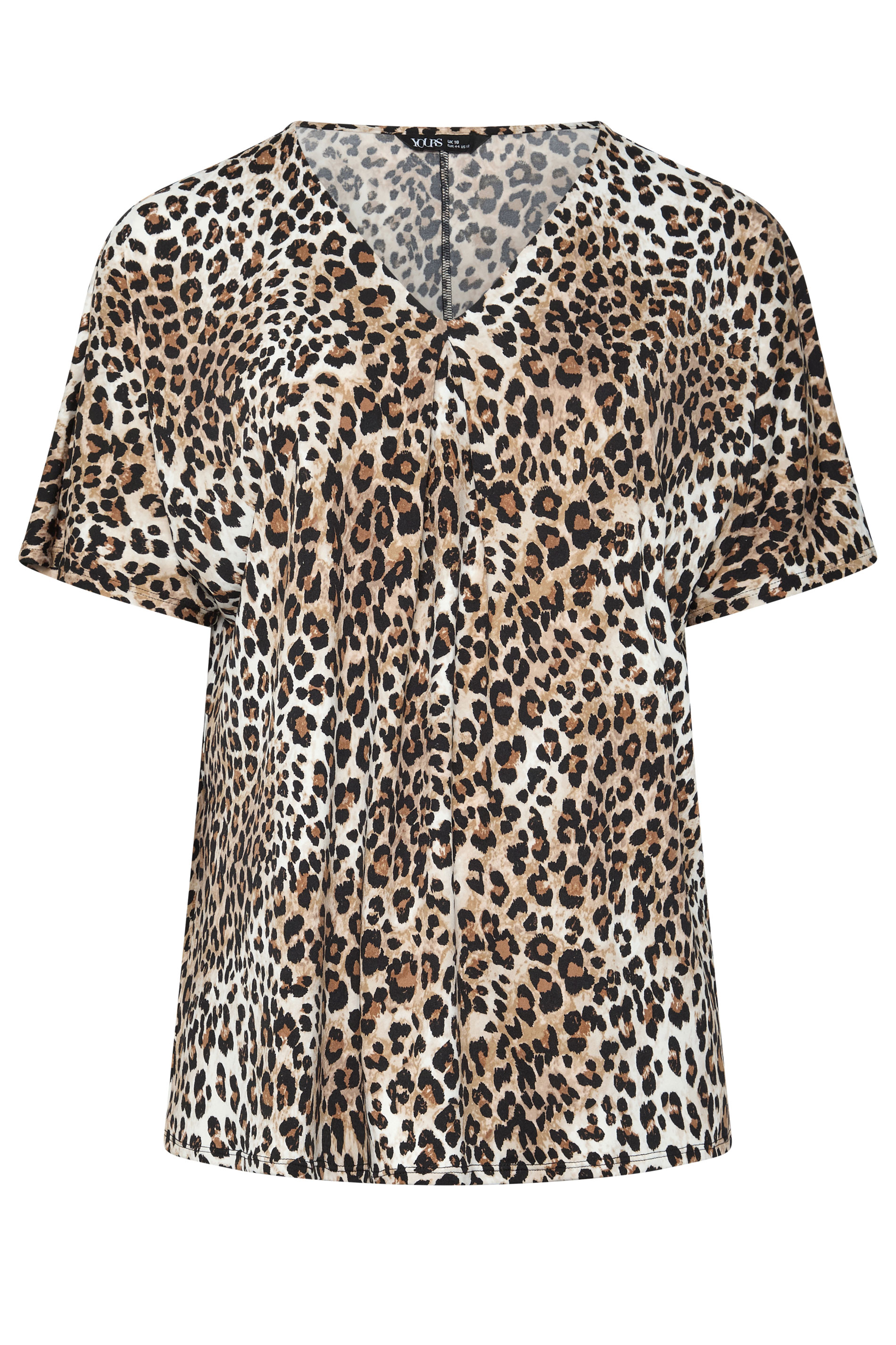 YOURS Plus Size Brown Leopard Pleated Front Top | Yours Clothing 5